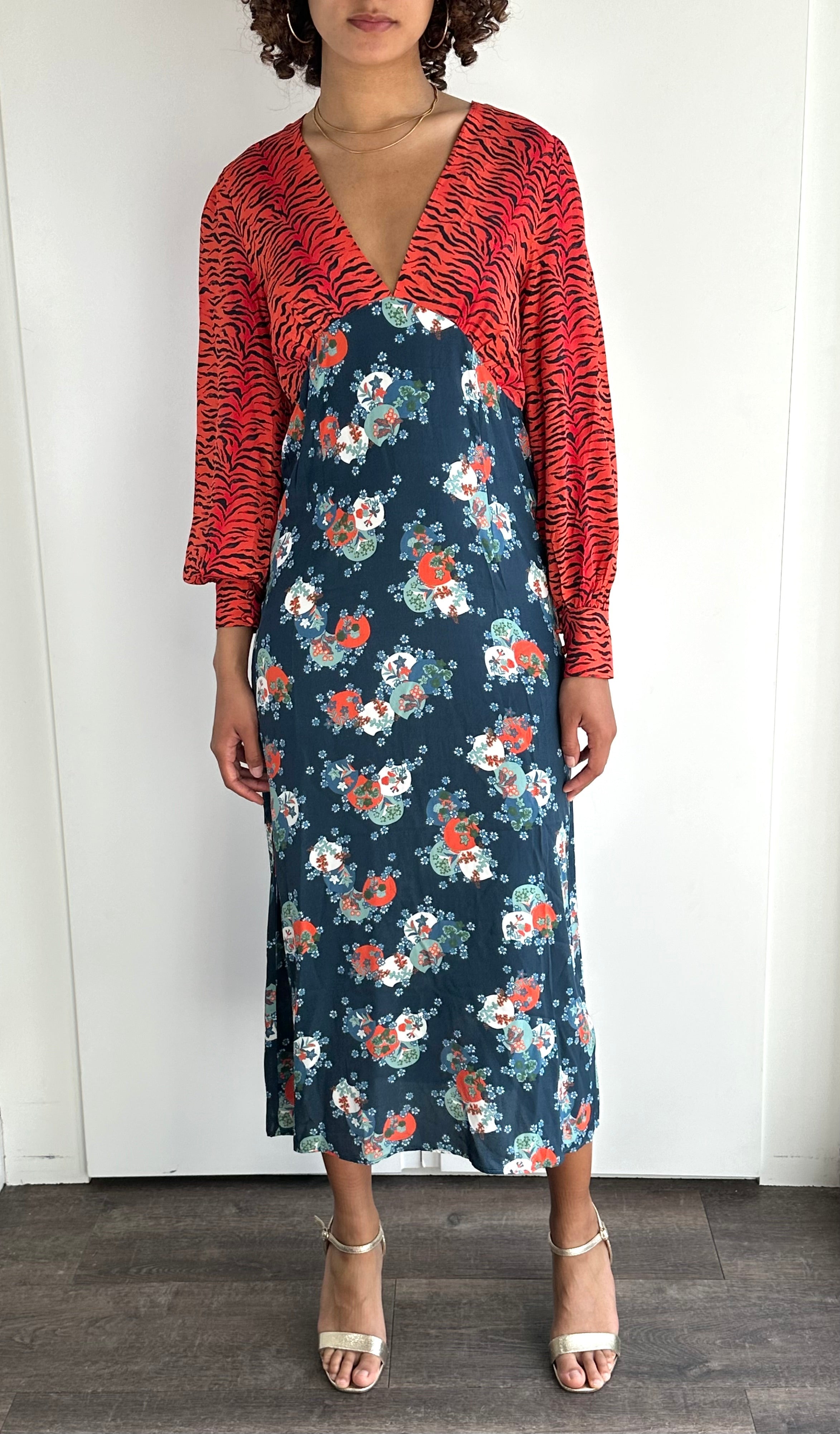 Gorgeous Preloved Primrose Park Tiger / Floral Print Dress UK 10 - 12