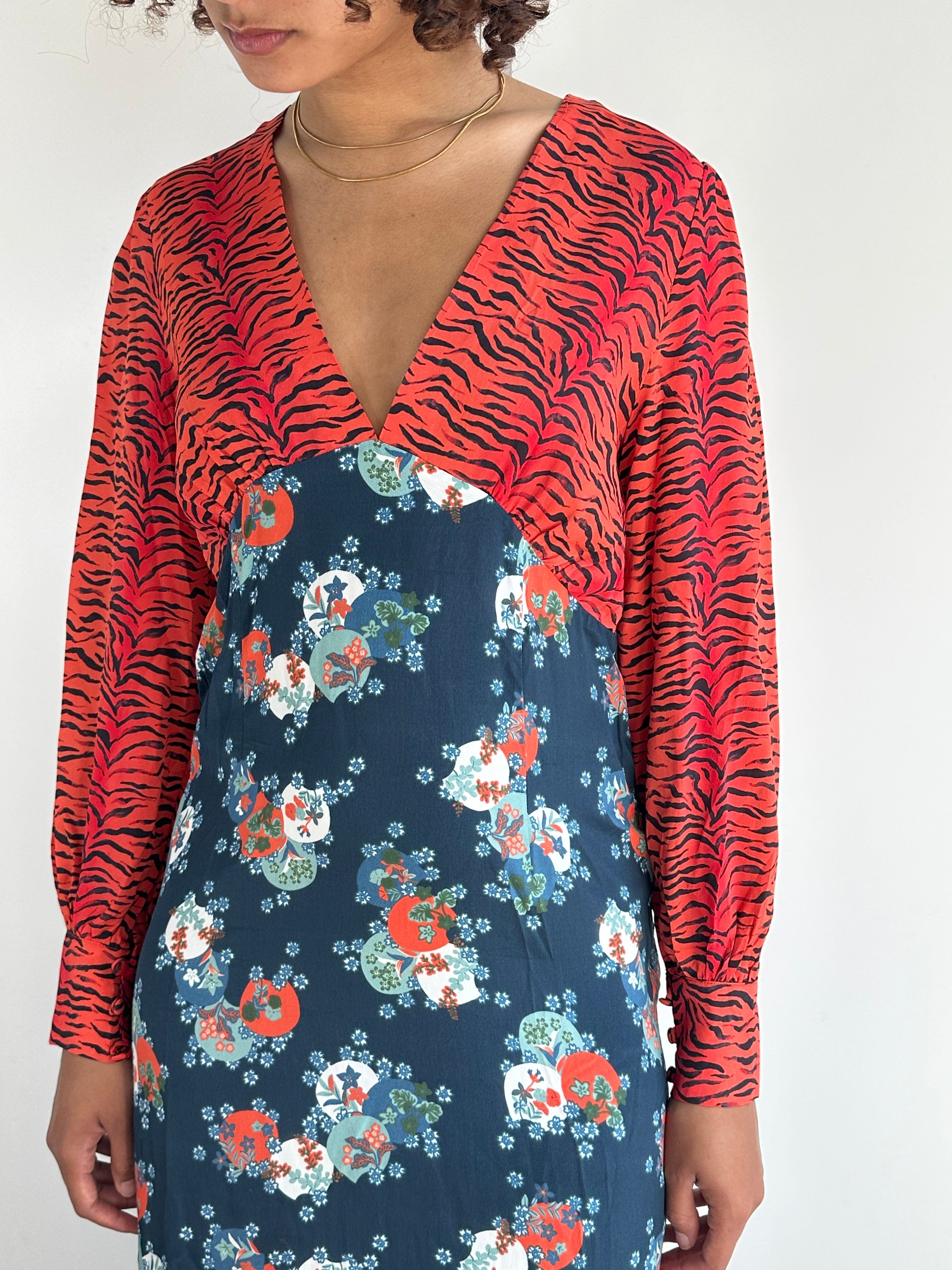 Gorgeous Preloved Primrose Park Tiger / Floral Print Dress UK 10 - 12
