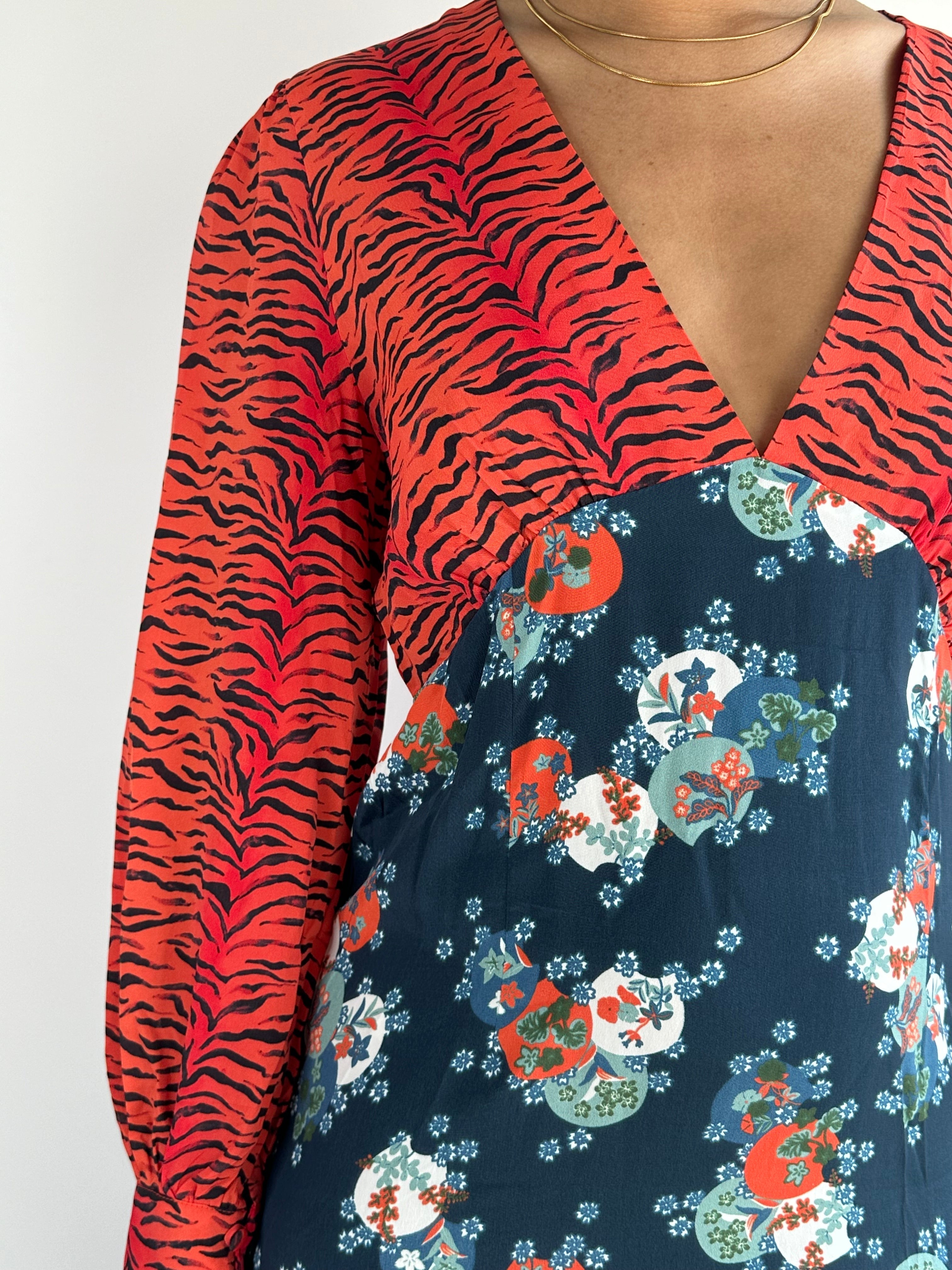 Gorgeous Preloved Primrose Park Tiger / Floral Print Dress UK 10 - 12