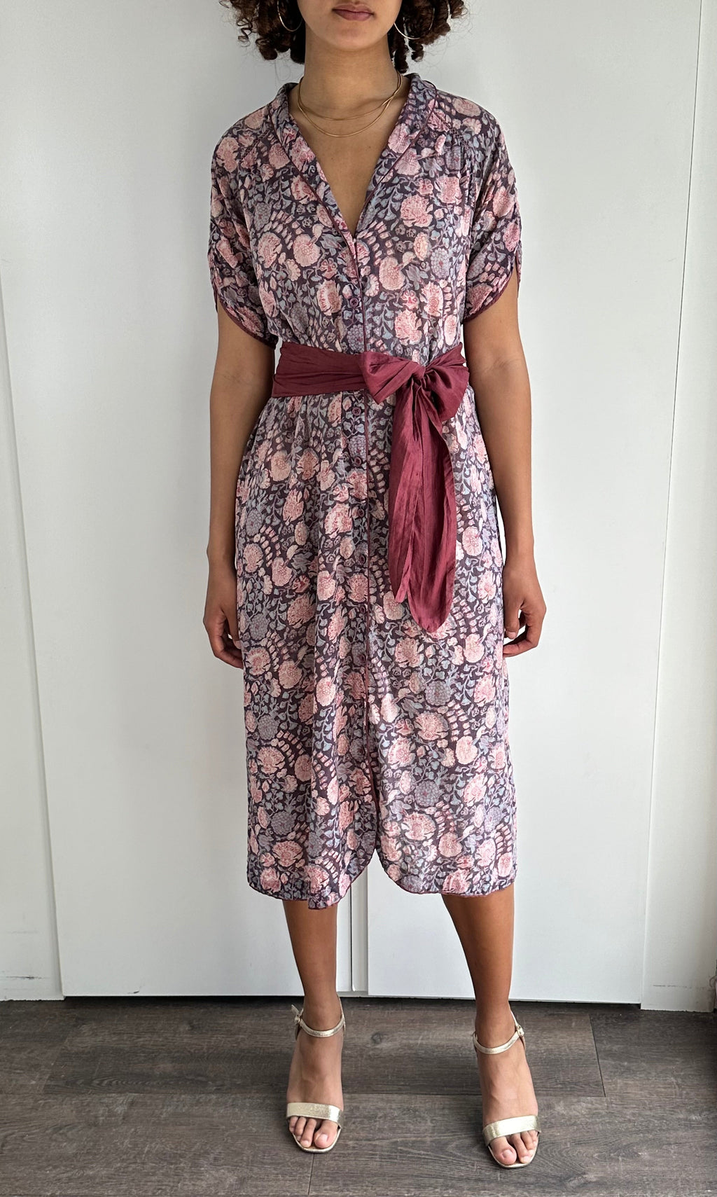 Original Late 1970's Vintage Anokhi Indian Cotton Floral Print Dress UK 8 - 12