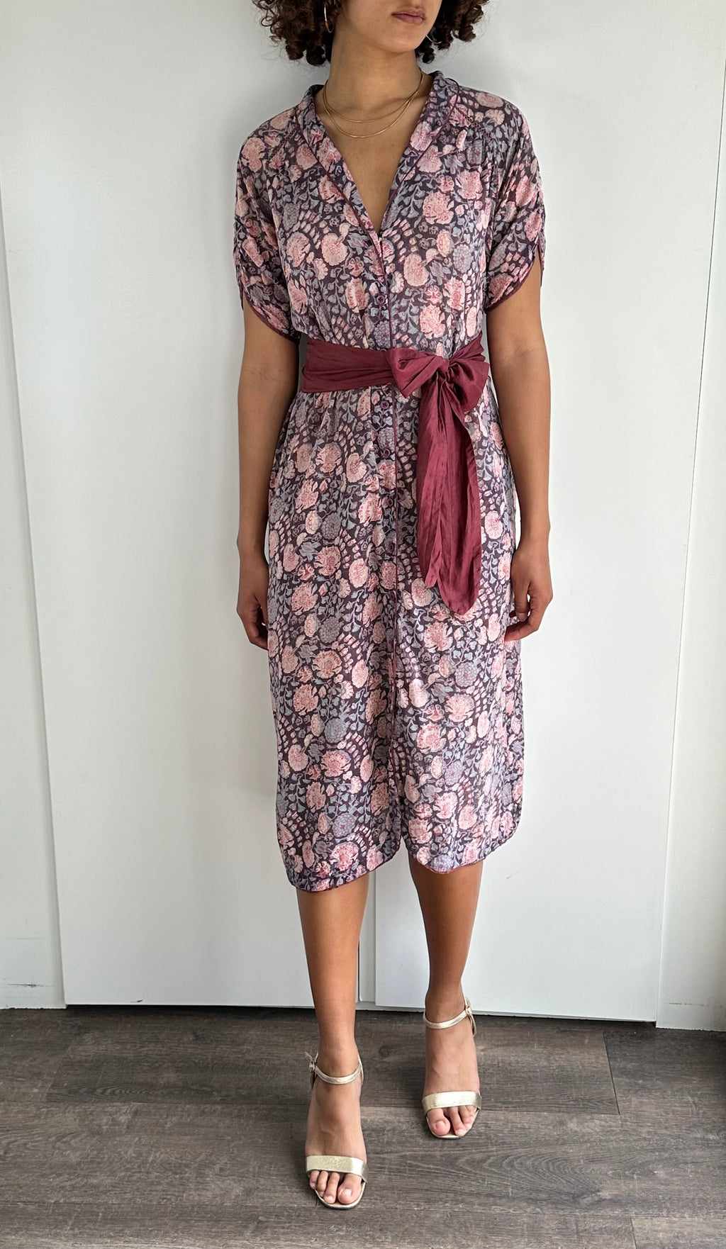 Original Late 1970's Vintage Anokhi Indian Cotton Floral Print Dress UK 8 - 12