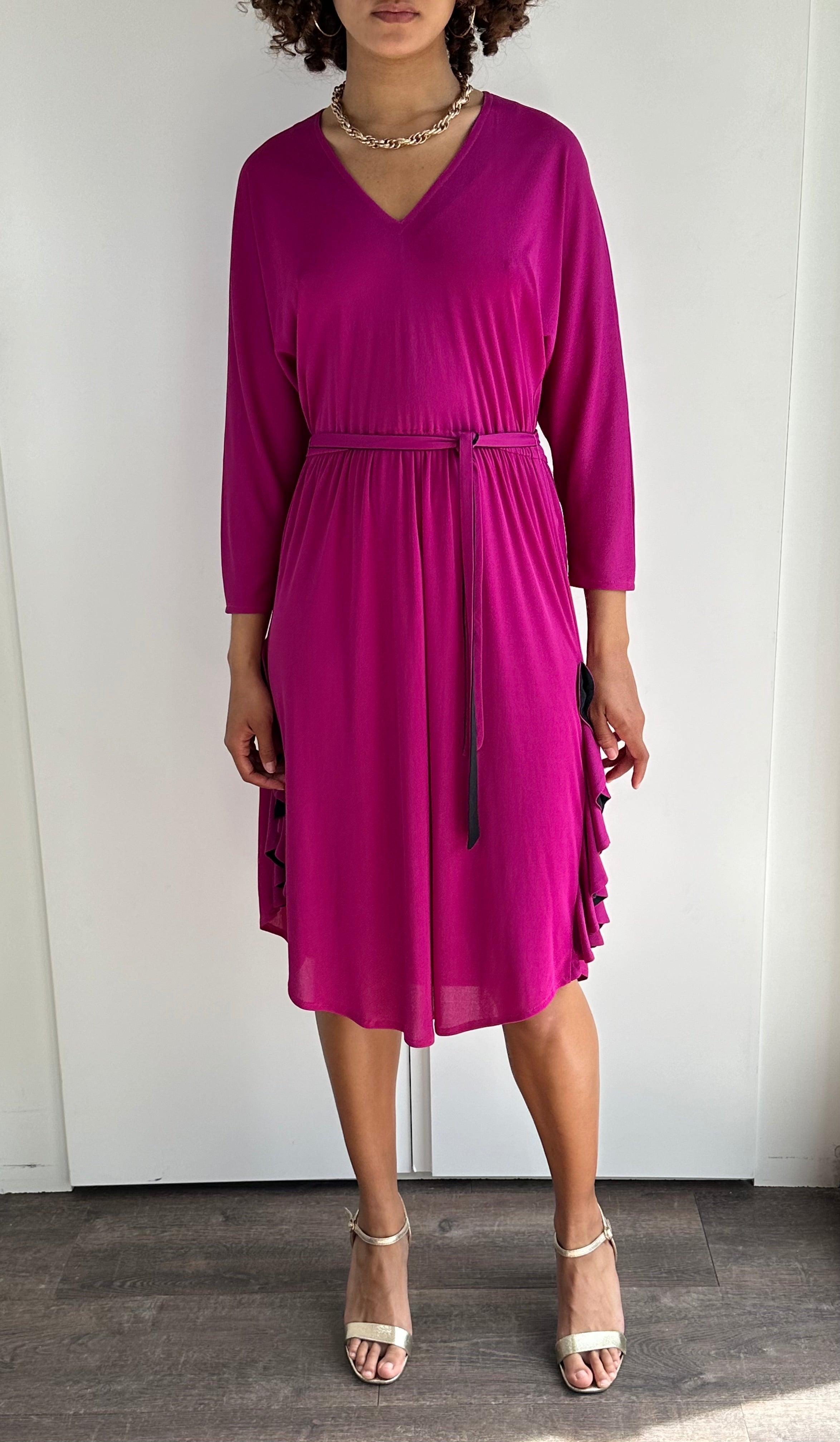 Gorgeous Late 1970's Vintage Purple Disco Dress By Radley London UK 8 - 12