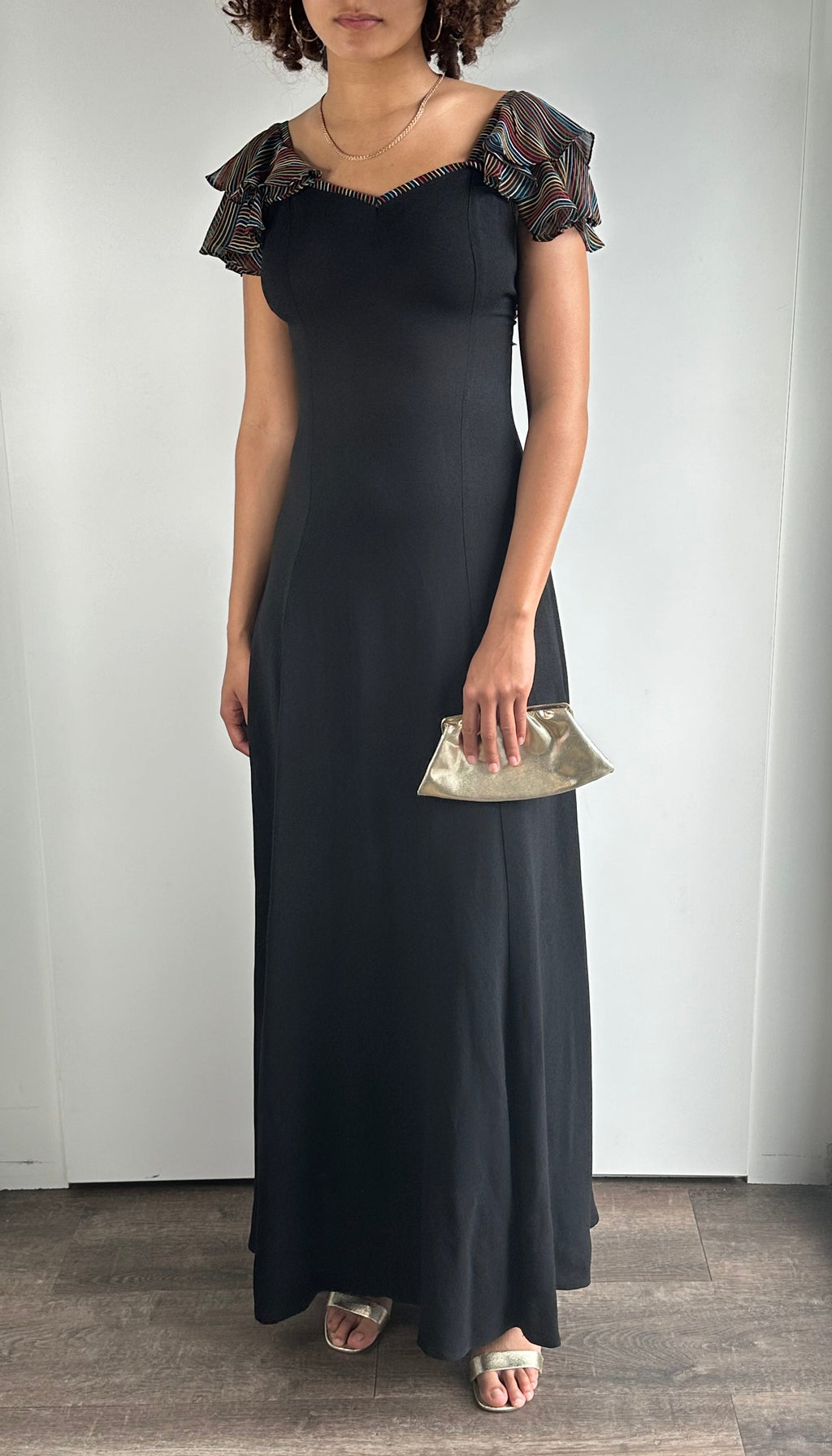 Incredible 1970's Vintage Moss Crepe Radley of London Black Dress UK 8 - 10