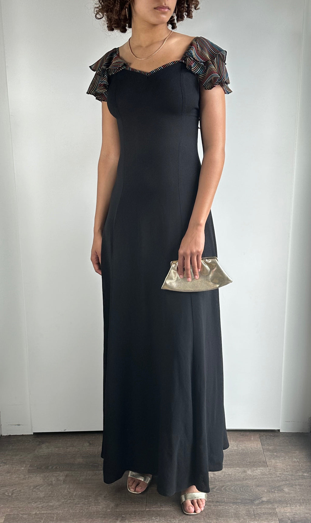 Incredible 1970's Vintage Moss Crepe Radley of London Black Dress UK 8 - 10