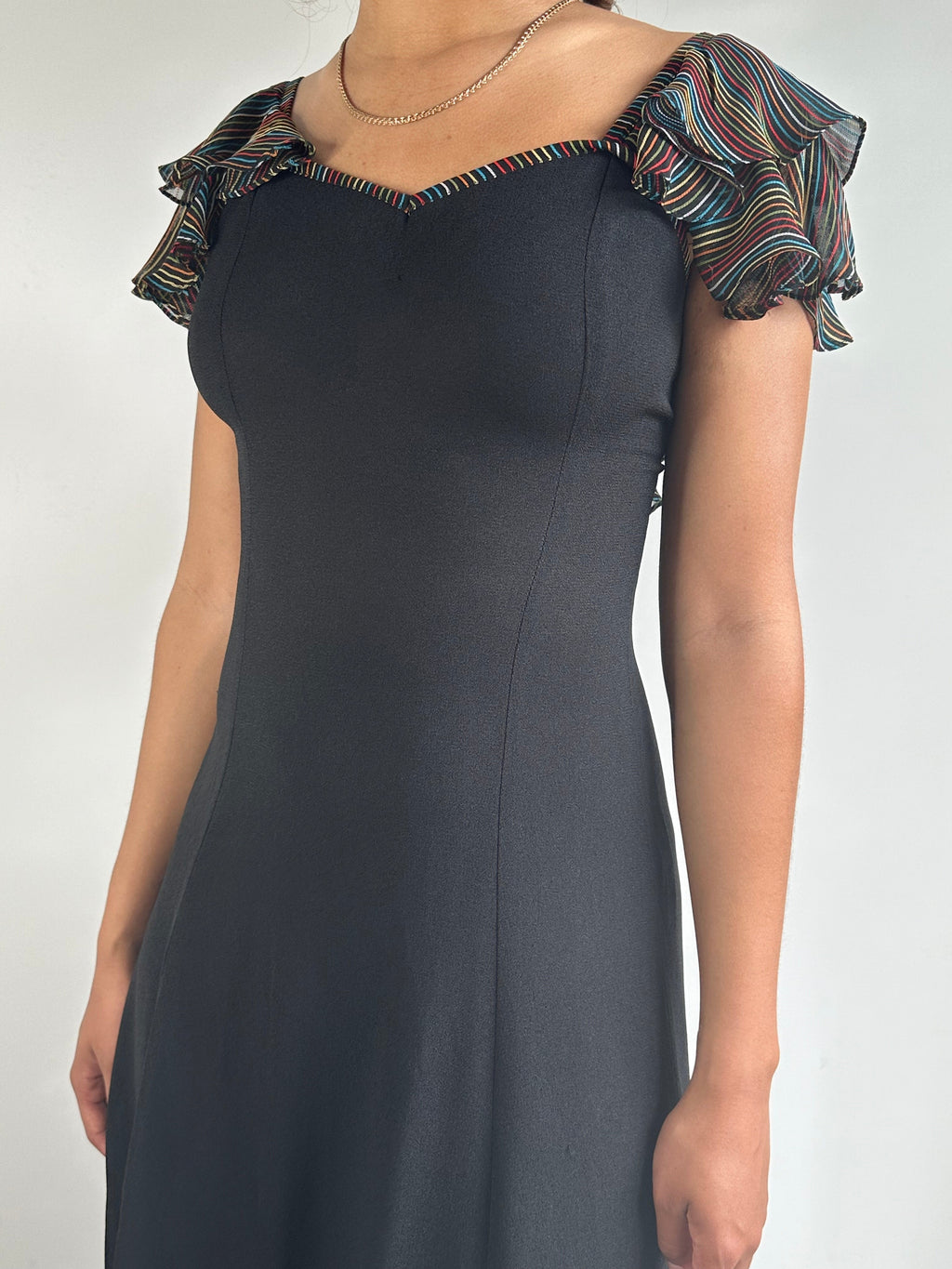 Incredible 1970's Vintage Moss Crepe Radley of London Black Dress UK 8 - 10