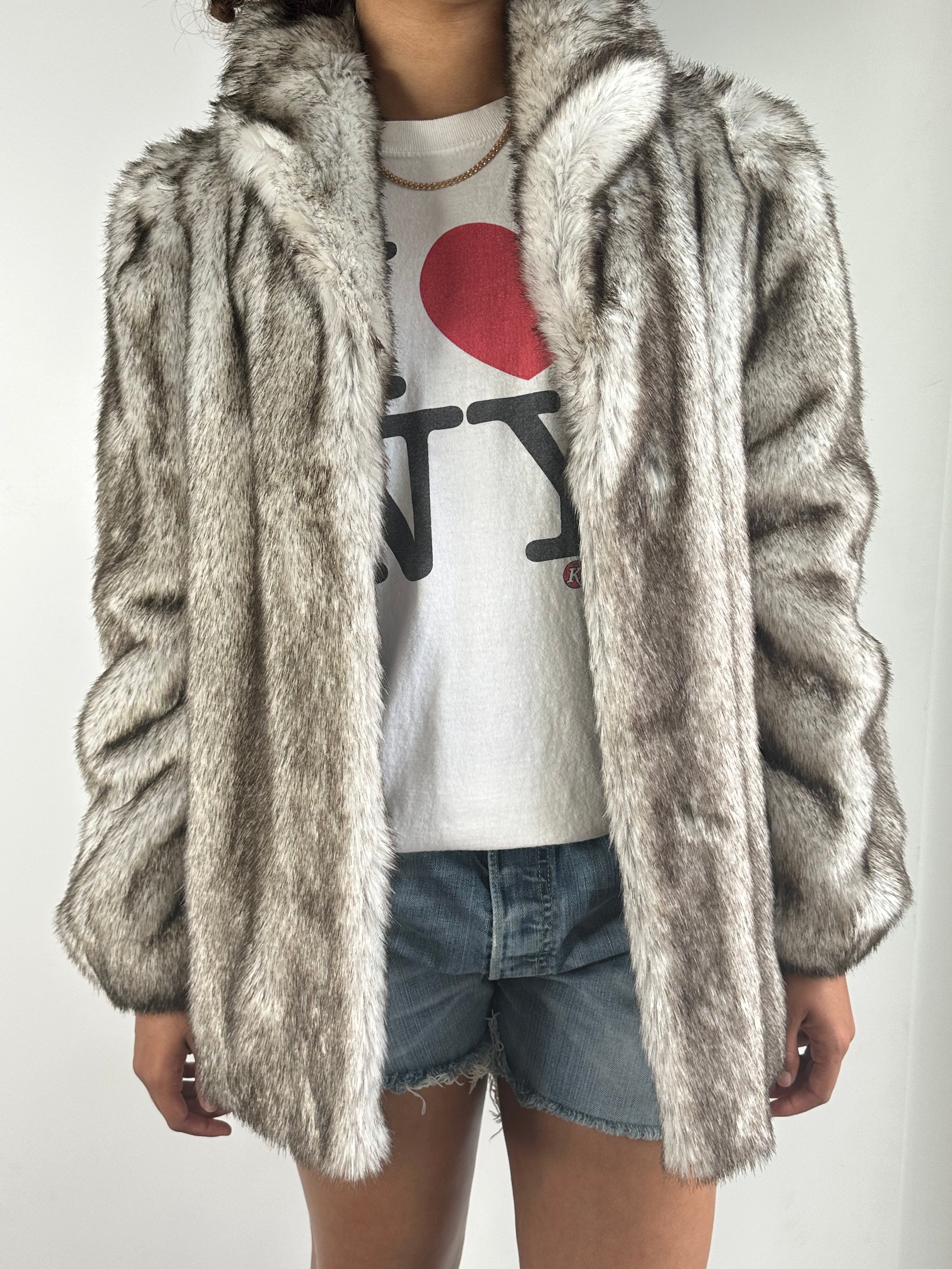 Gorgeous Original 1970's Vintage Faux Fox Fur Coat UK 8 - 14