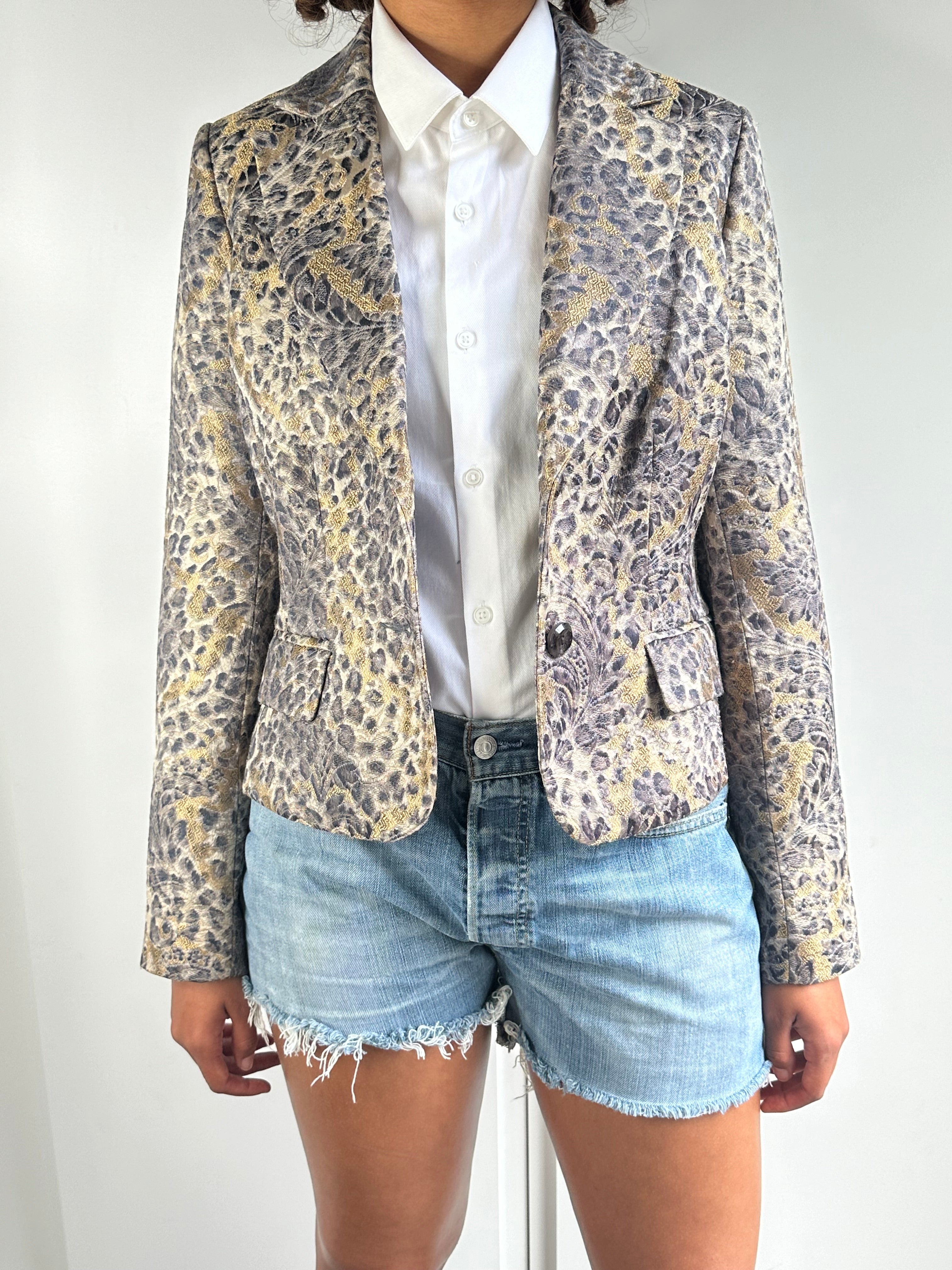 Original Vintage 1980's Angel Nina Leopard Print Blazer / Jacket UK 8 - 10