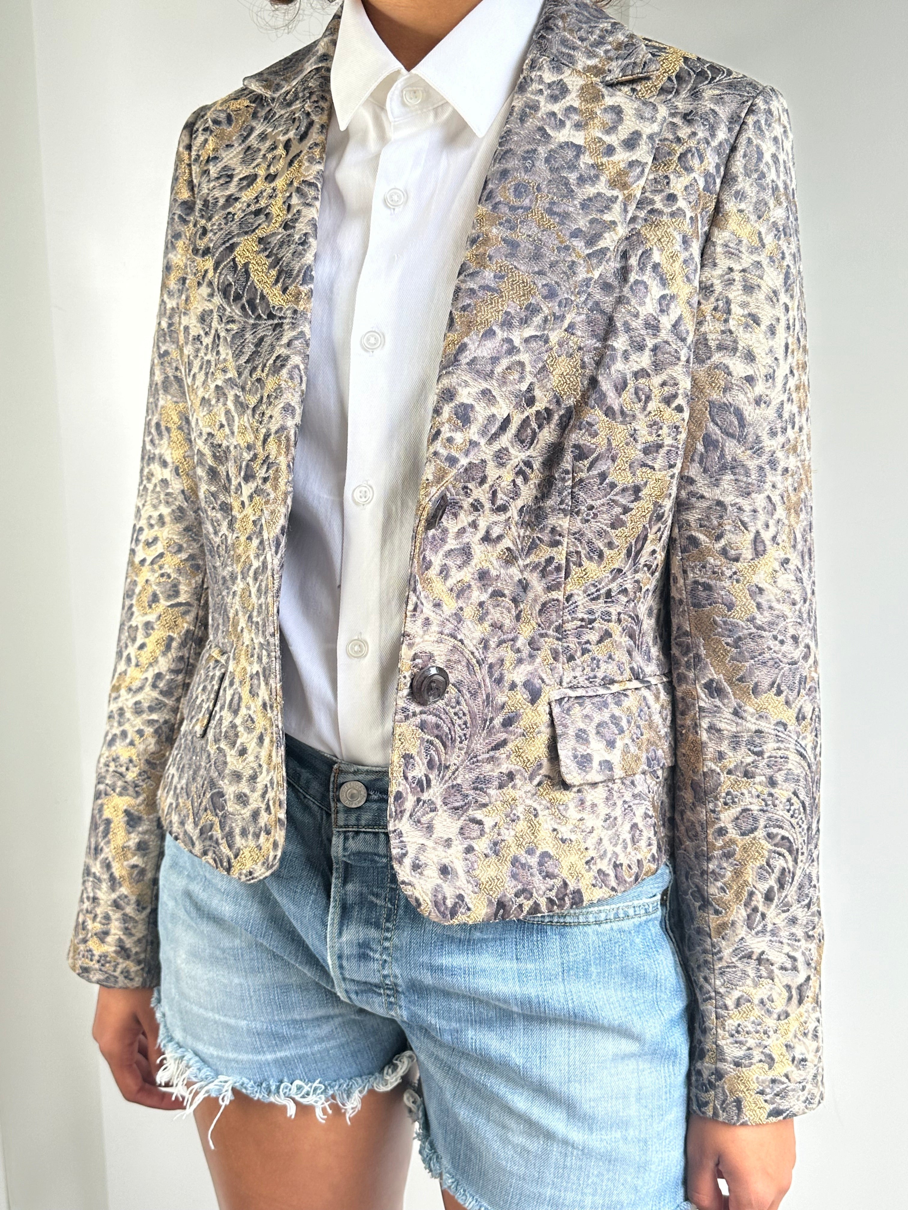 Original Vintage 1980's Angel Nina Leopard Print Blazer / Jacket UK 8 - 10