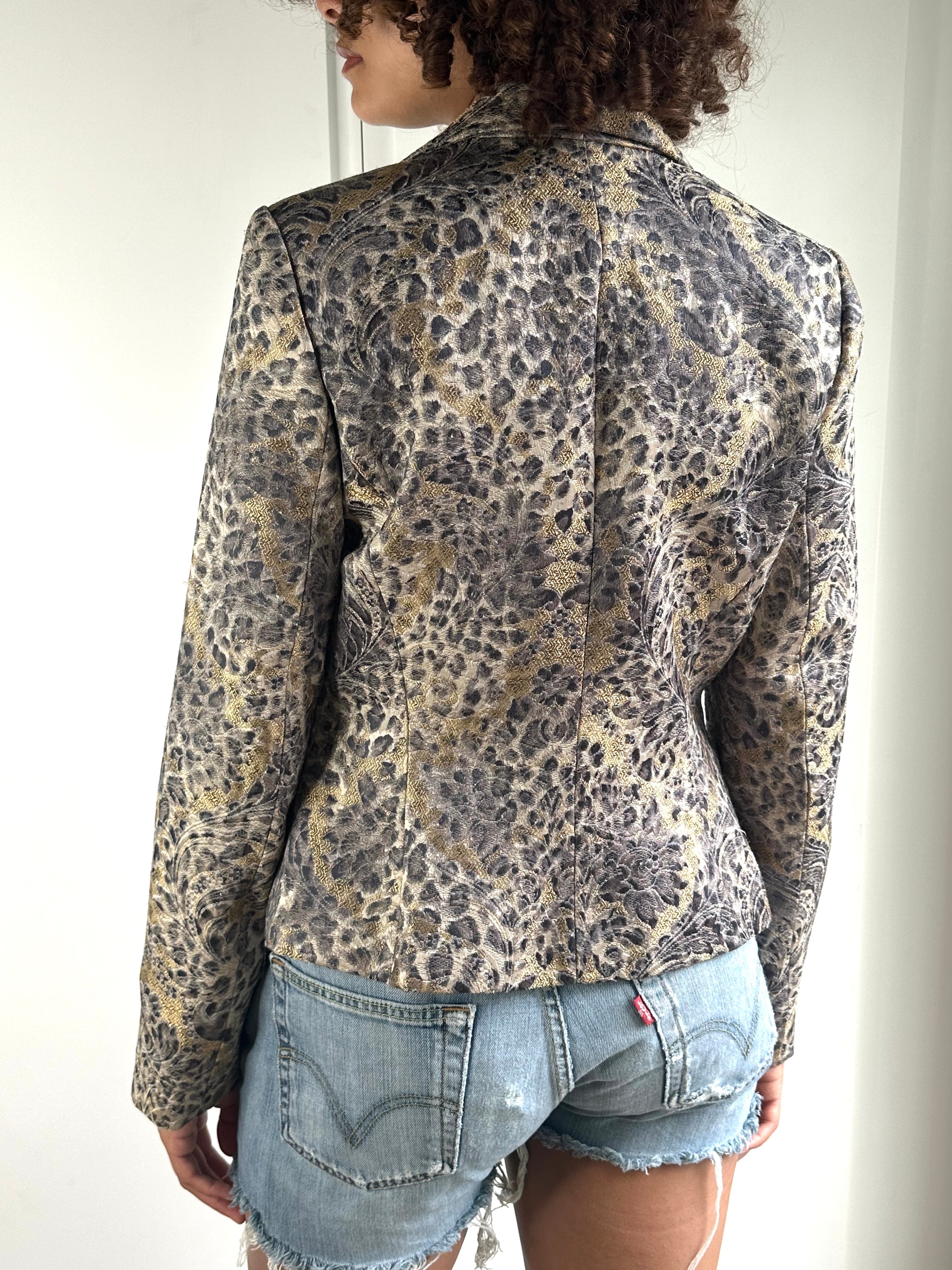 Original Vintage 1980's Angel Nina Leopard Print Blazer / Jacket UK 8 - 10