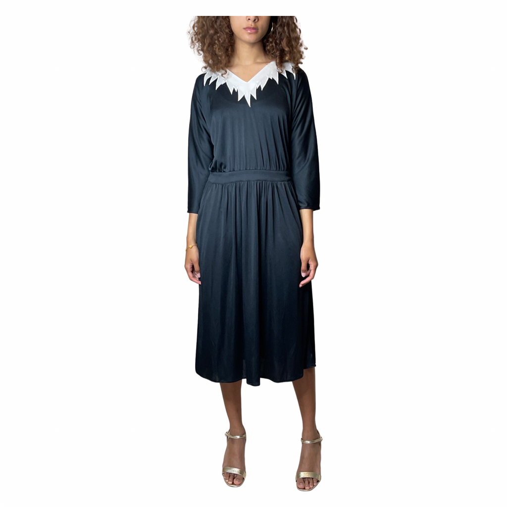 Original 1970's Radley Black & White Dress UK 12 -14