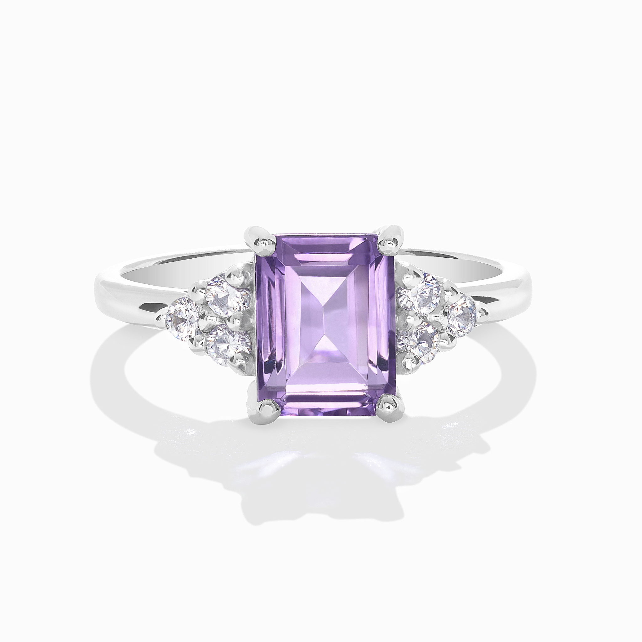 Lavender Amethyst Emerald Cut Ring in Sterling Silver