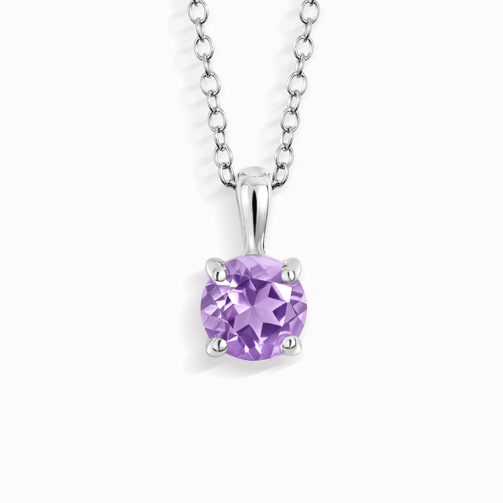 Lavender Amethyst Solitaire Pendant Necklace in Sterling Silver