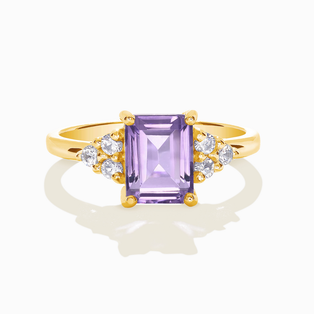 Lavender Amethyst Emerald Cut Ring in 18k Gold Vermeil