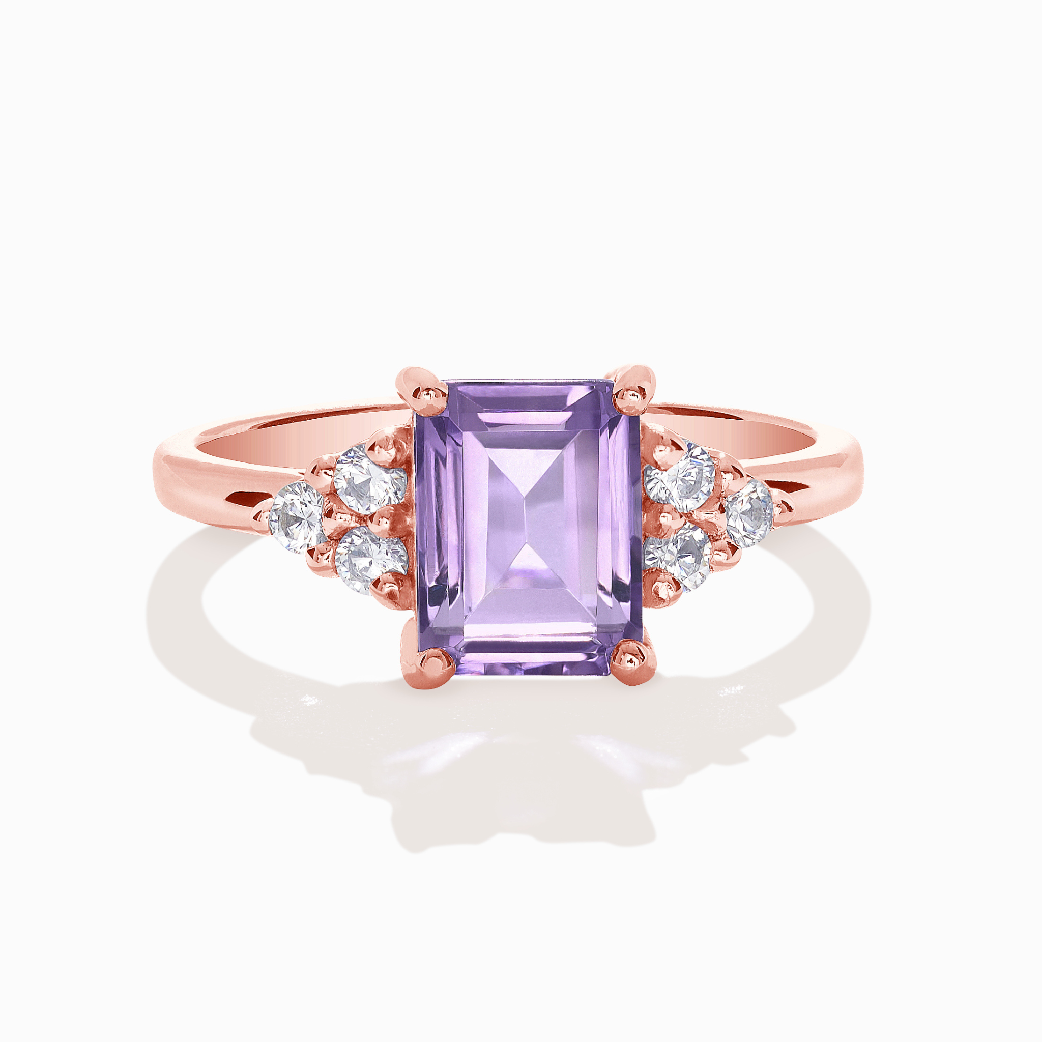 Lavender Amethyst Emerald Cut Ring in 18k Rose Gold Vermeil