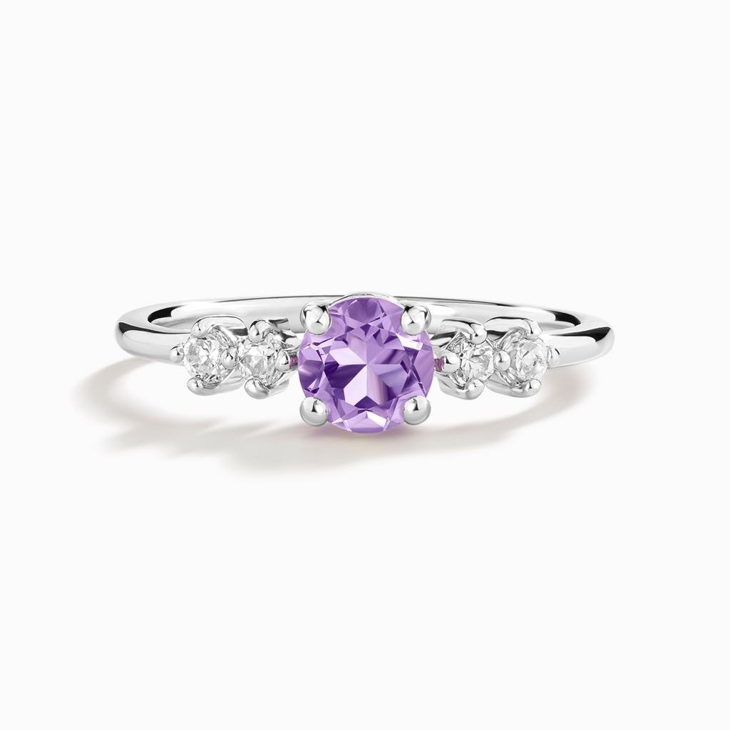 Lavender Amethyst Five Stone Ring in Sterling Silver