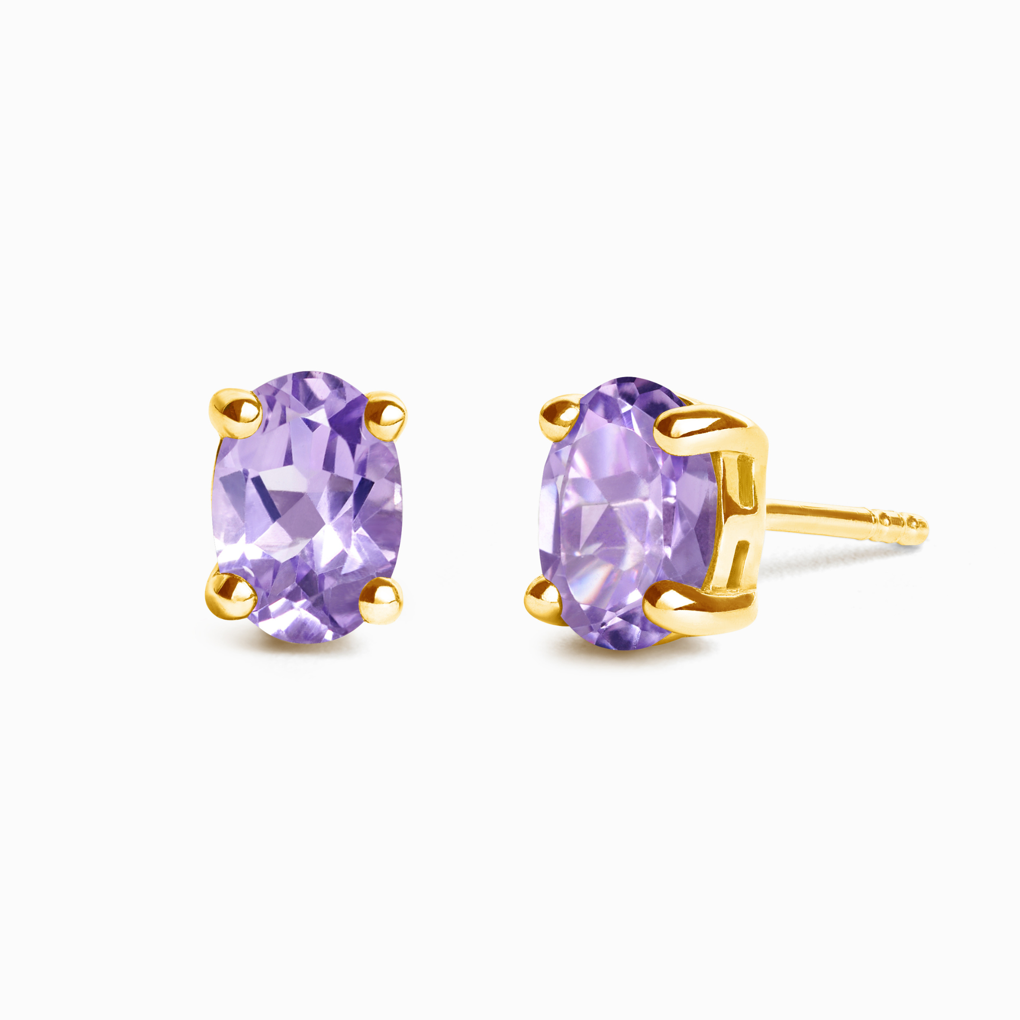 Lavender Amethyst Oval Stud Earrings in 18k Gold Vermeil