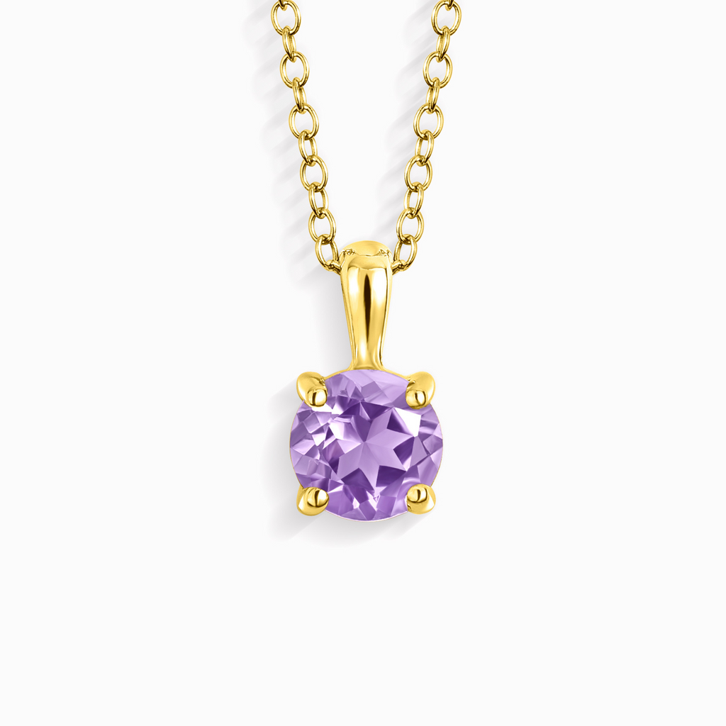 Lavender Amethyst Solitaire Pendant Necklace in 18k Gold Vermeil