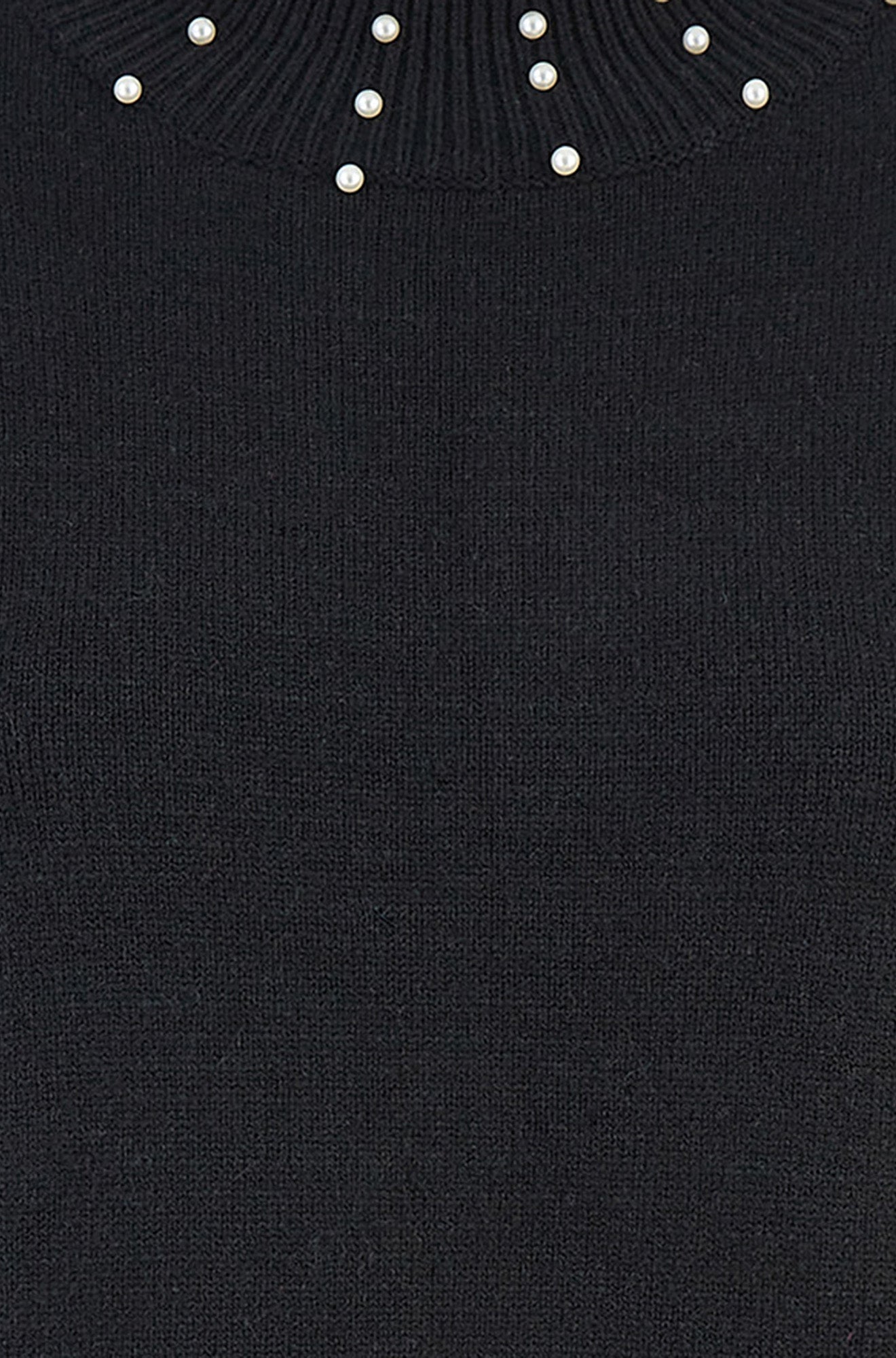 Yumi Black Pearl Detail Knitted Relaxed Jumper Dress