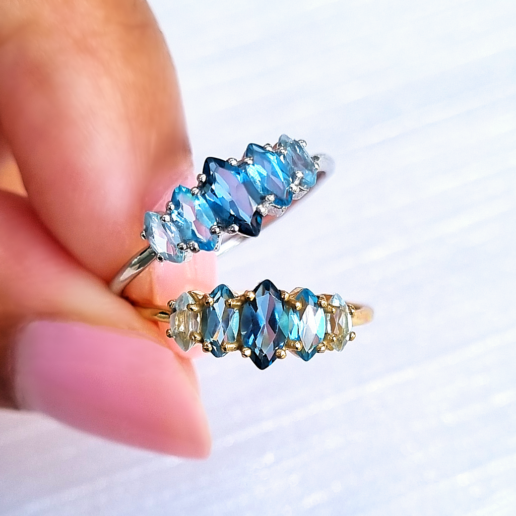 Ombre Blue Topaz Ring in Sterling Silver