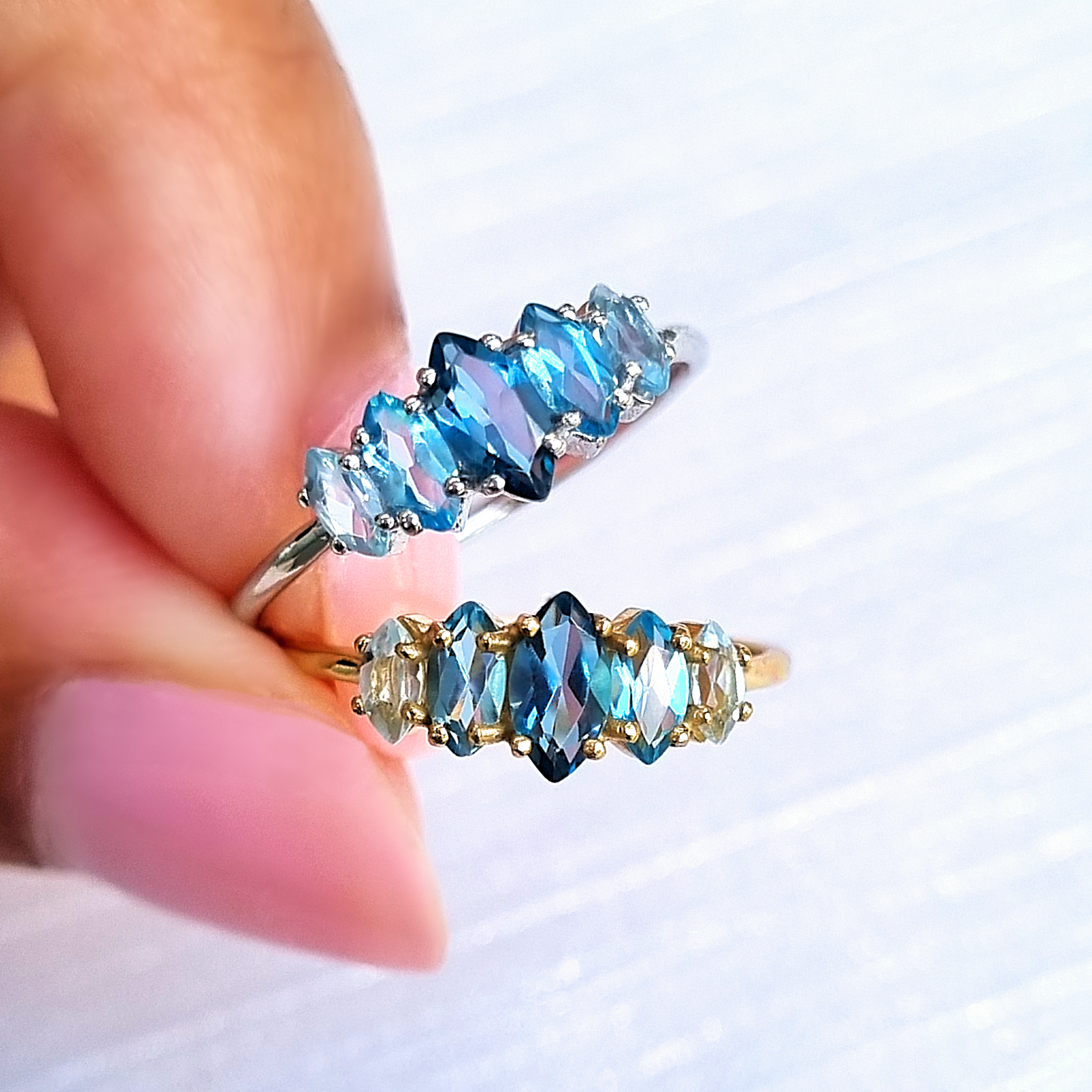 Ombre Blue Topaz Ring in Sterling Silver
