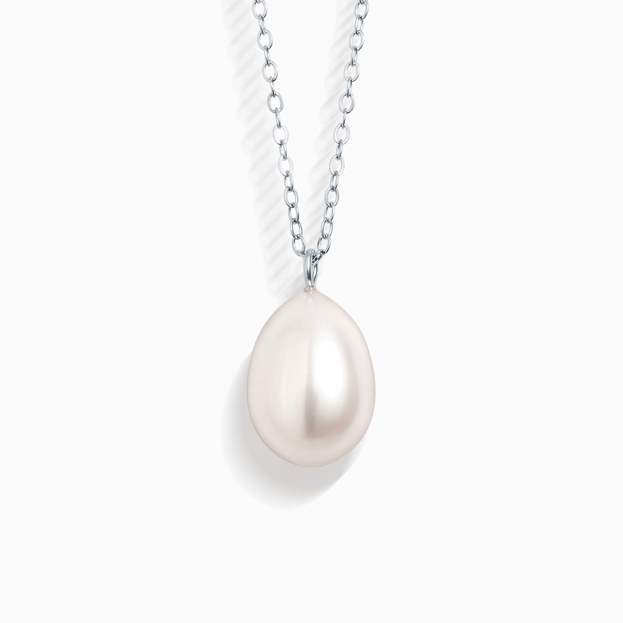 Large Pearl Pendant Necklace in Sterling Silver