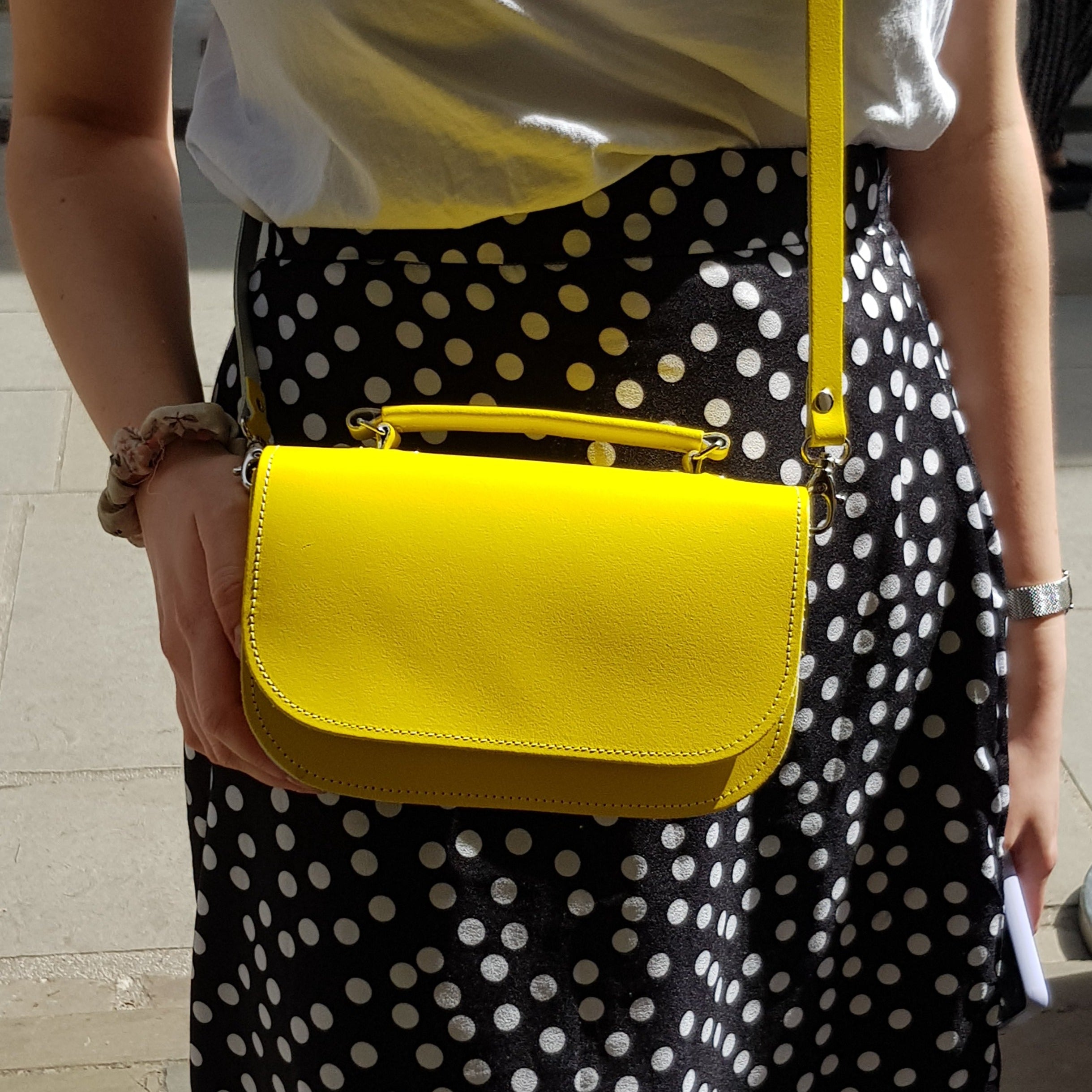 Aura Handmade Leather Bag - Daffodil Yellow