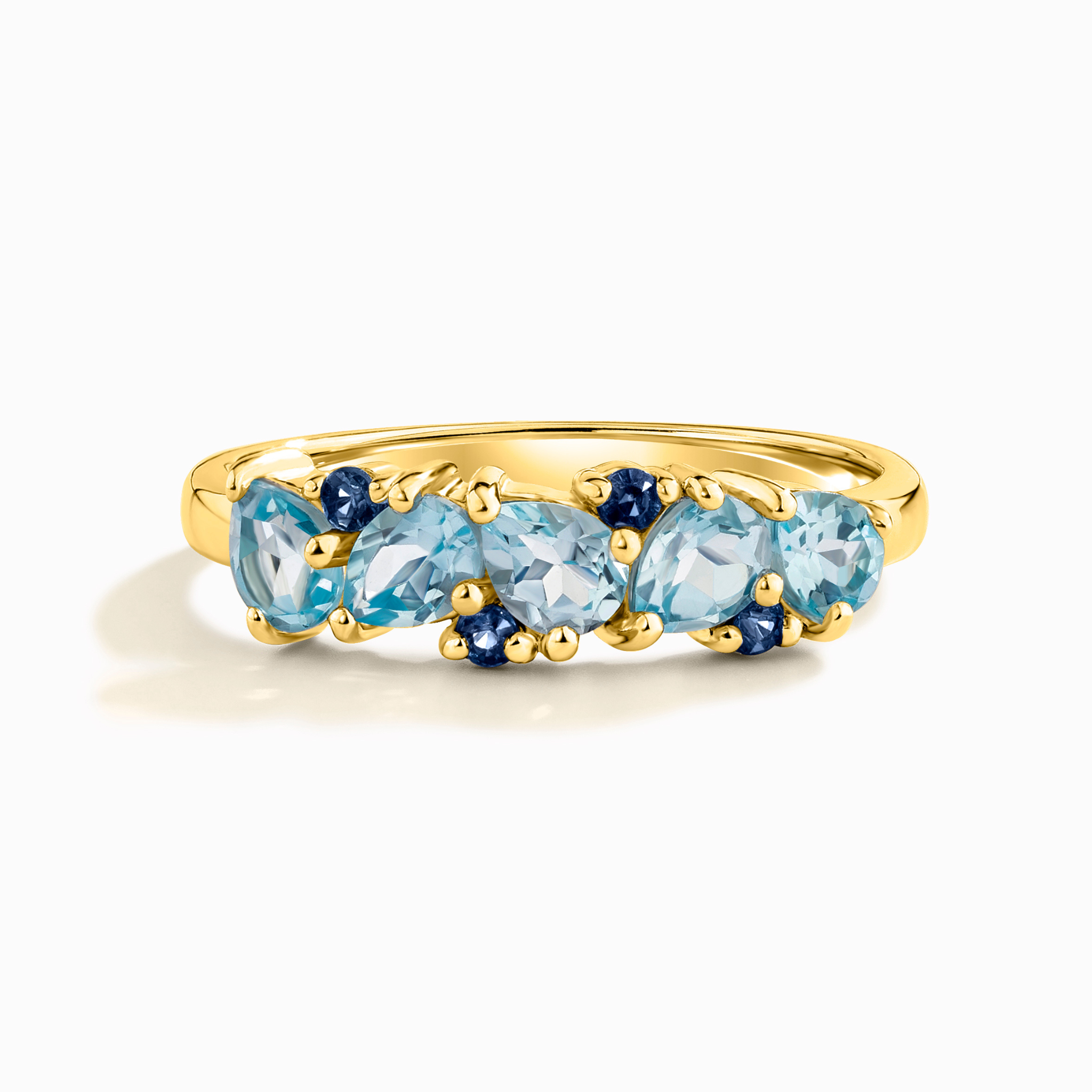 Blue Sapphire & Blue Topaz Pear Cut Half Eternity Band in 18k Gold Vermeil