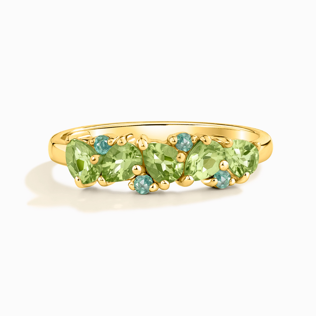 Emerald & Peridot Pear Cut Half Eternity Band in 18k Gold Vermeil