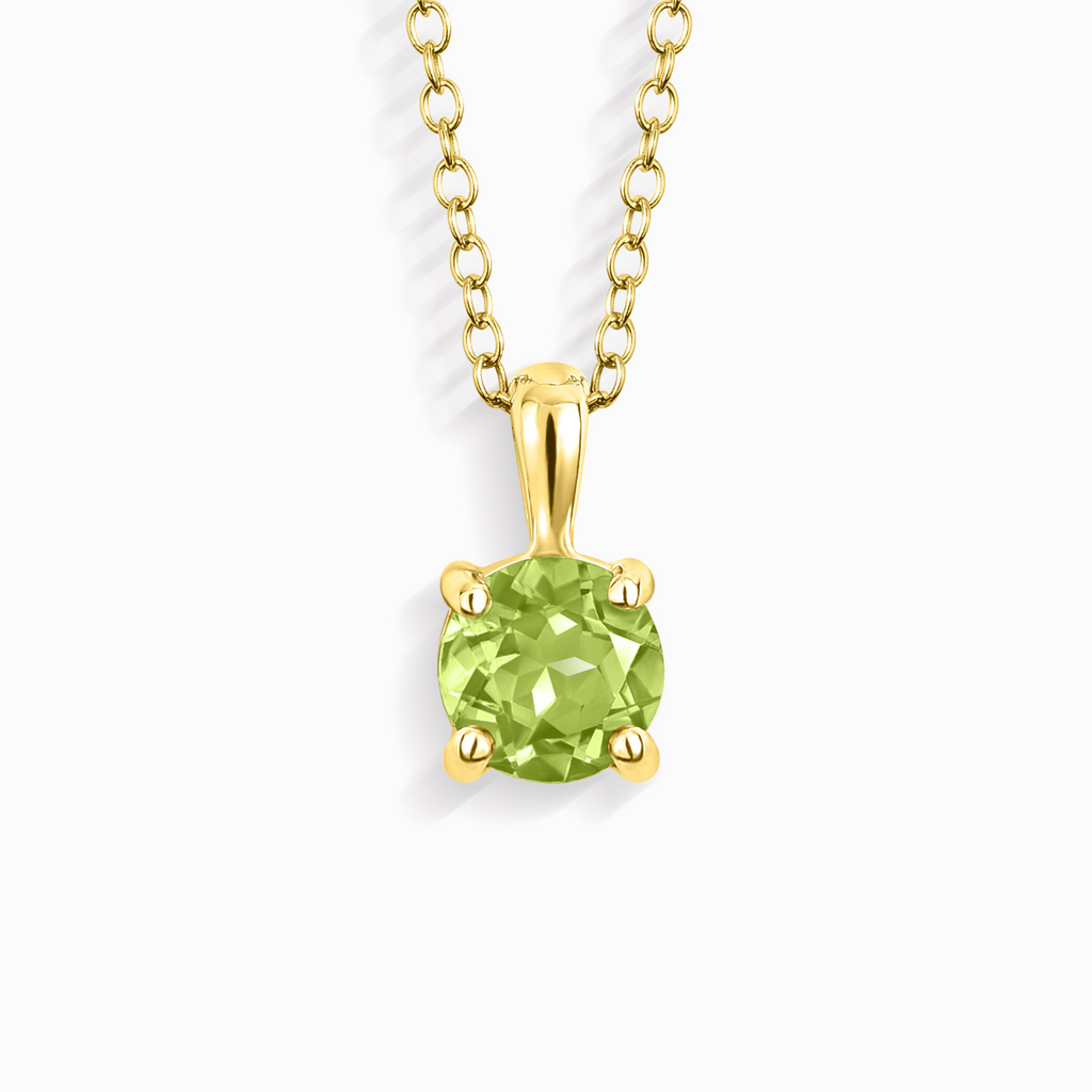 Peridot Solitaire Pendant Necklace in 18k Gold Vermeil