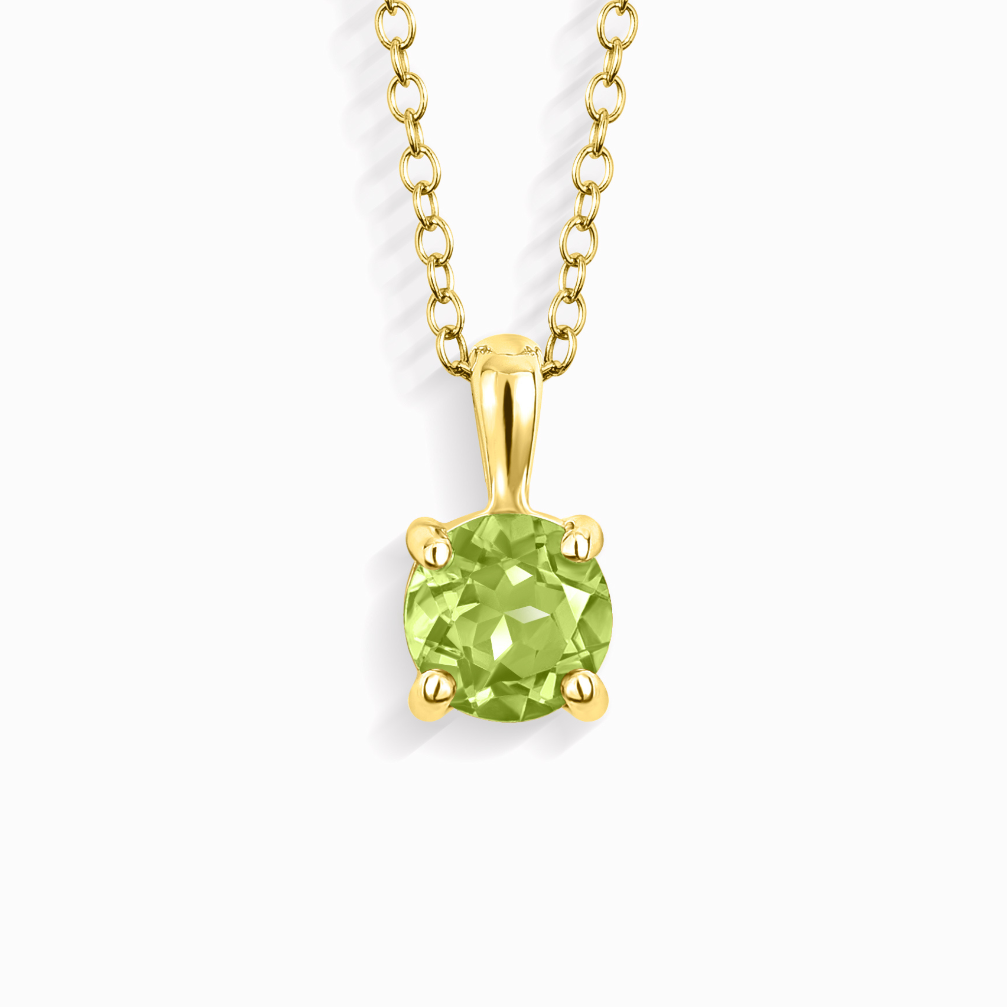 Peridot Solitaire Pendant Necklace in 18k Gold Vermeil
