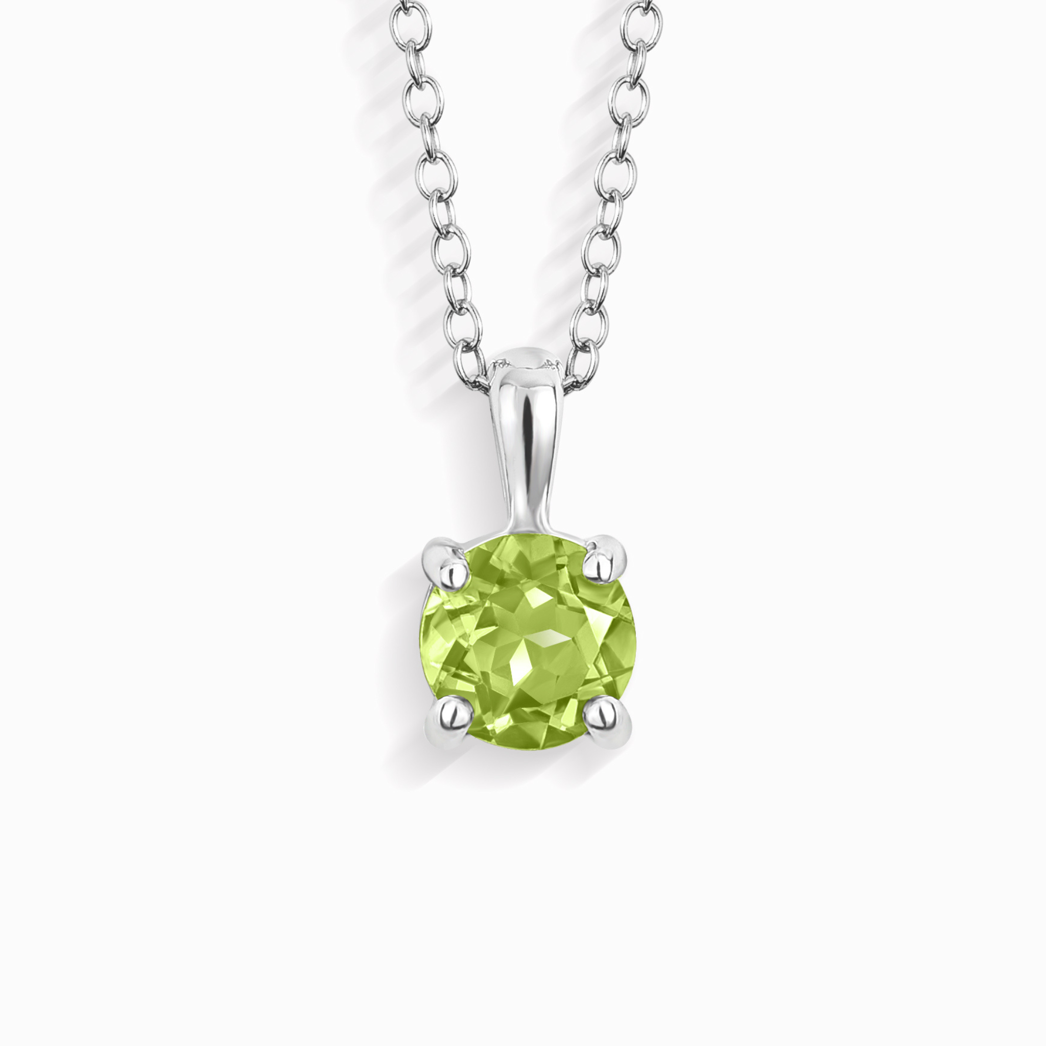 Peridot Solitaire Pendant Necklace in Sterling Silver