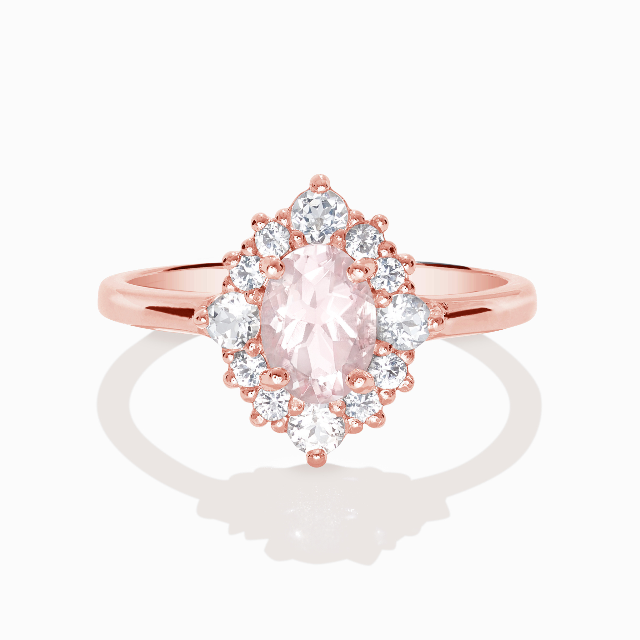 Pink Morganite Halo Ring in 18k Rose Vermeil