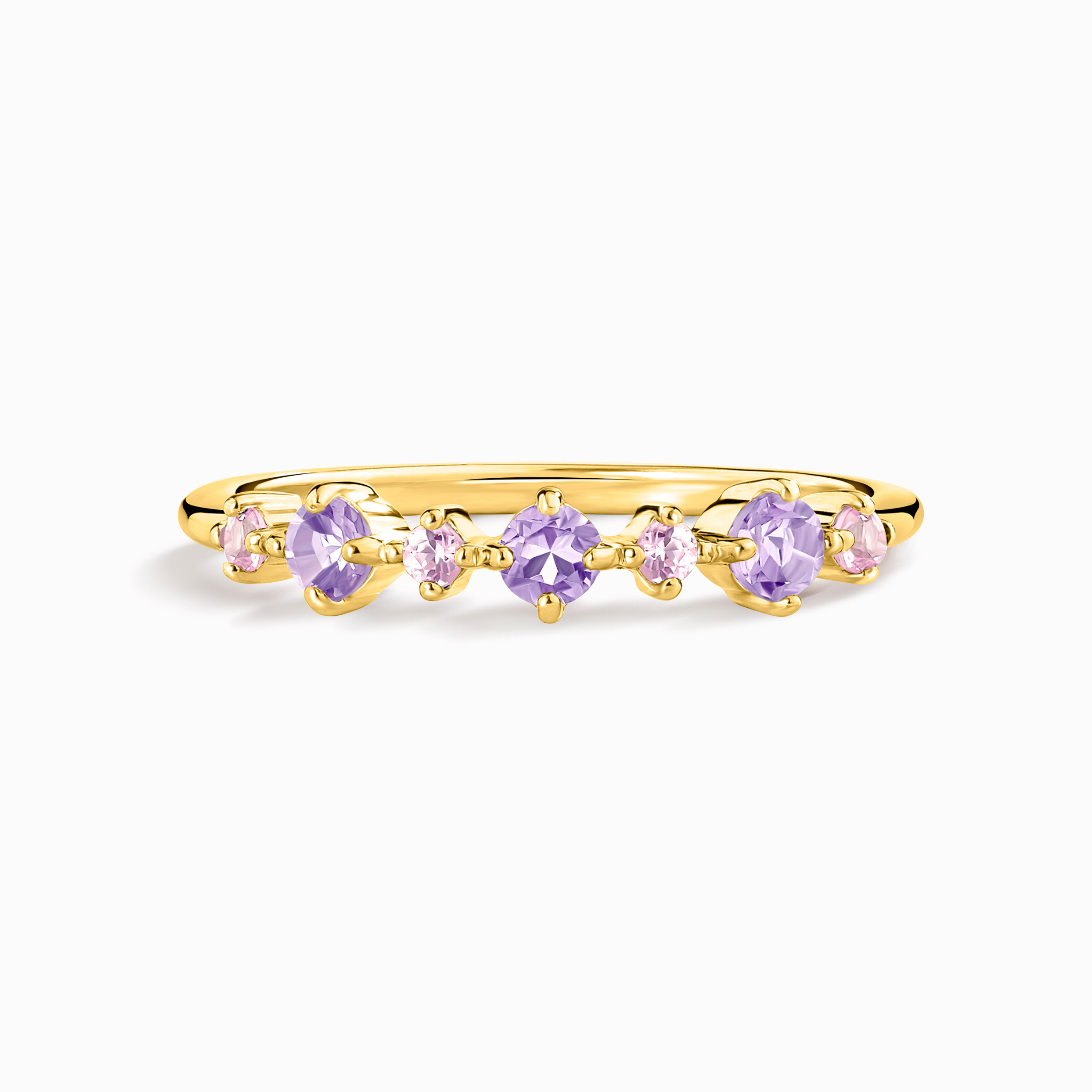 Pink Sapphire & Amethyst Stackable Half Eternity Band in 18k Gold Vermeil