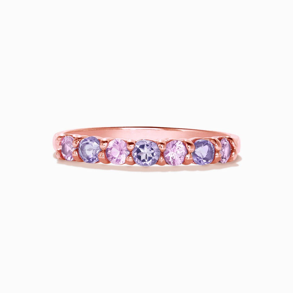 Pink Sapphire & Pink Amethyst Half Eternity Band in 18K Rose Gold Vermeil