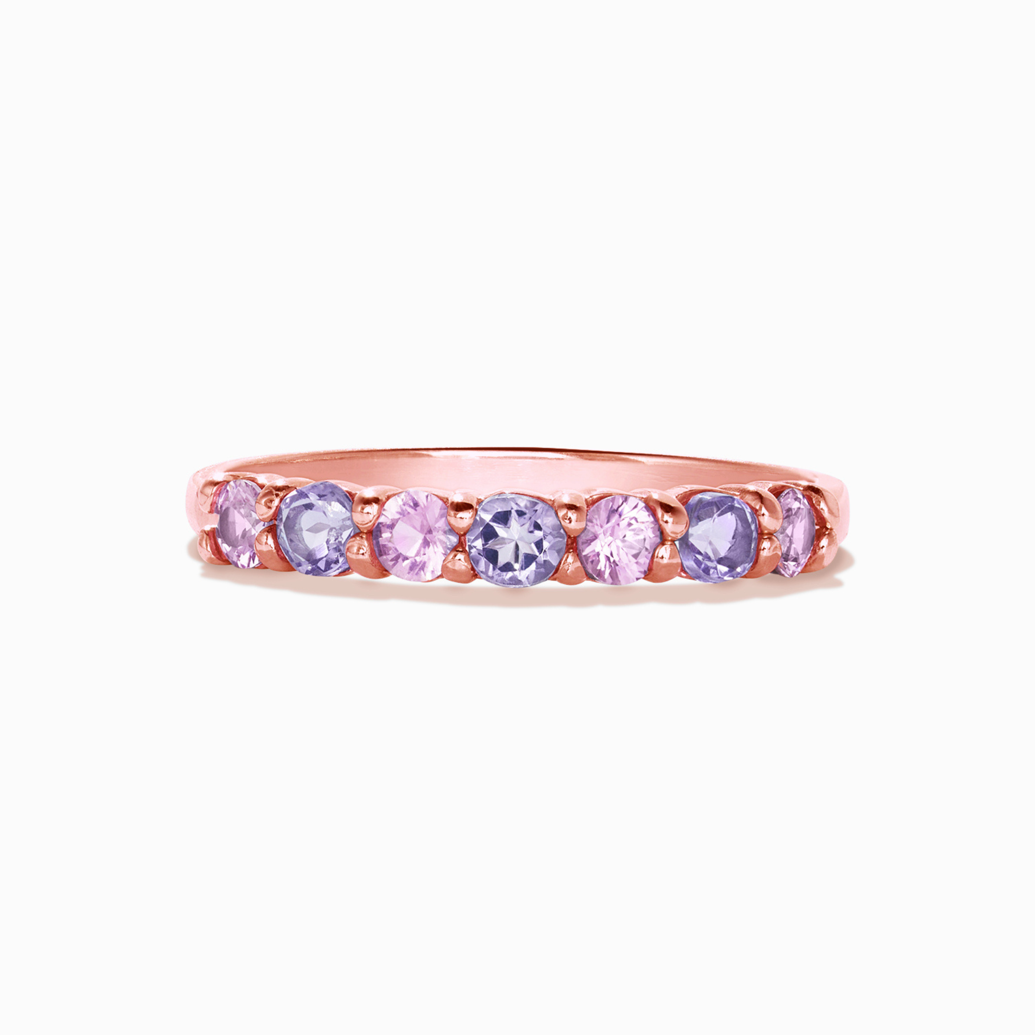 Pink Sapphire & Pink Amethyst Half Eternity Band in 18K Rose Gold Vermeil