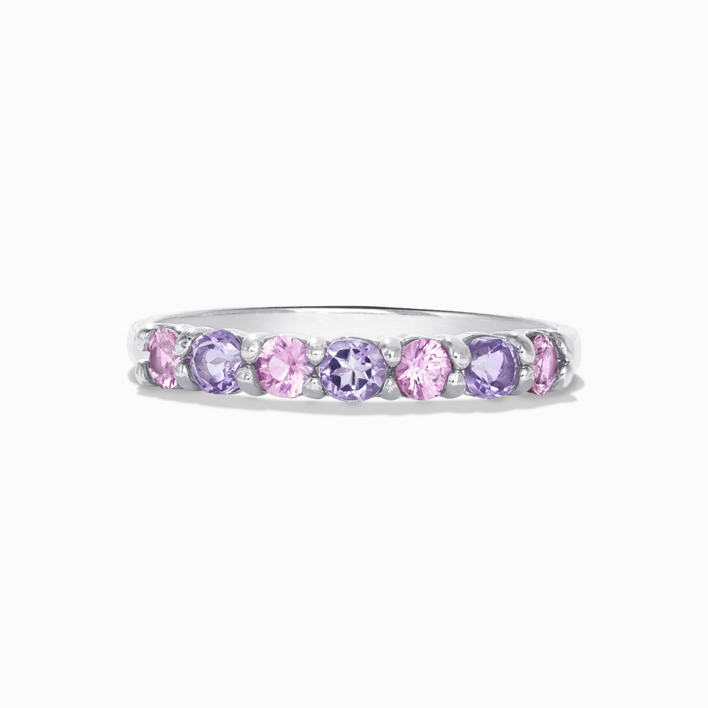 Pink Sapphire & Pink Amethyst Half Eternity Band in Sterling Silver