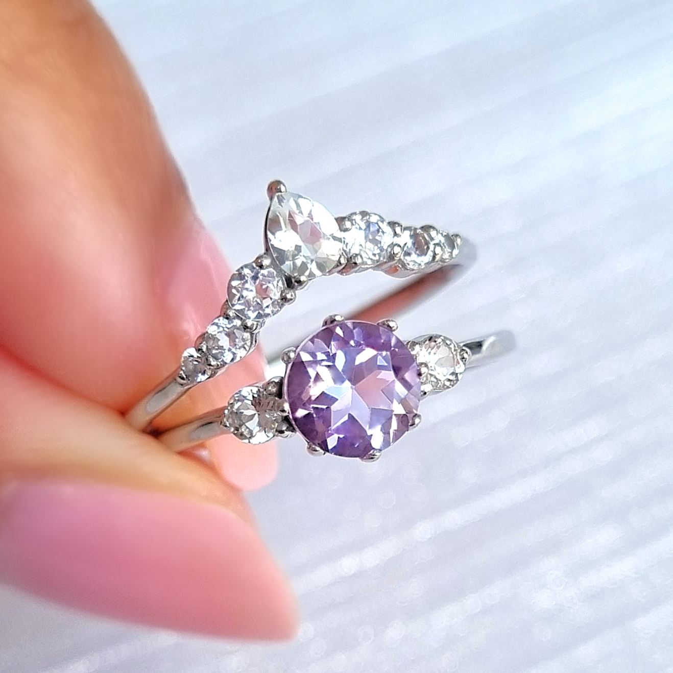 Selene Lavender Amethyst Ring Set in Sterling Silver