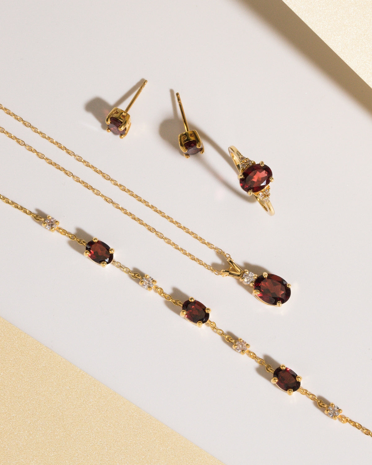 Mini Set 2 - Garnet Jewellery Set in 18k Gold Vermeil