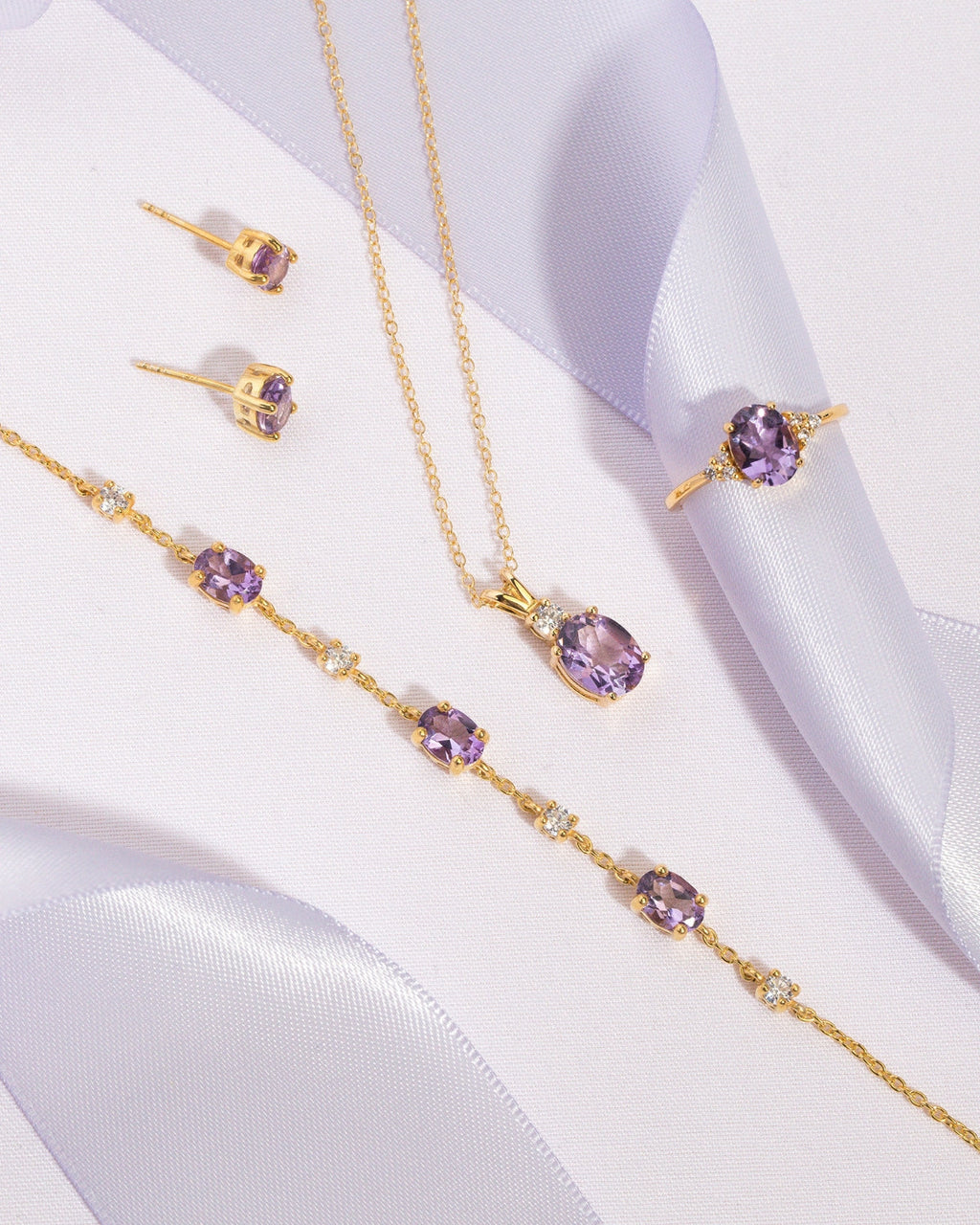 Mini Set 2 - Amethyst Jewellery Set in 18k Gold Vermeil