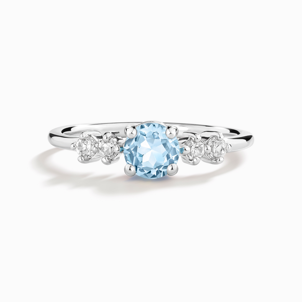 Sky Blue Topaz Five Stone Ring in Sterling Silver