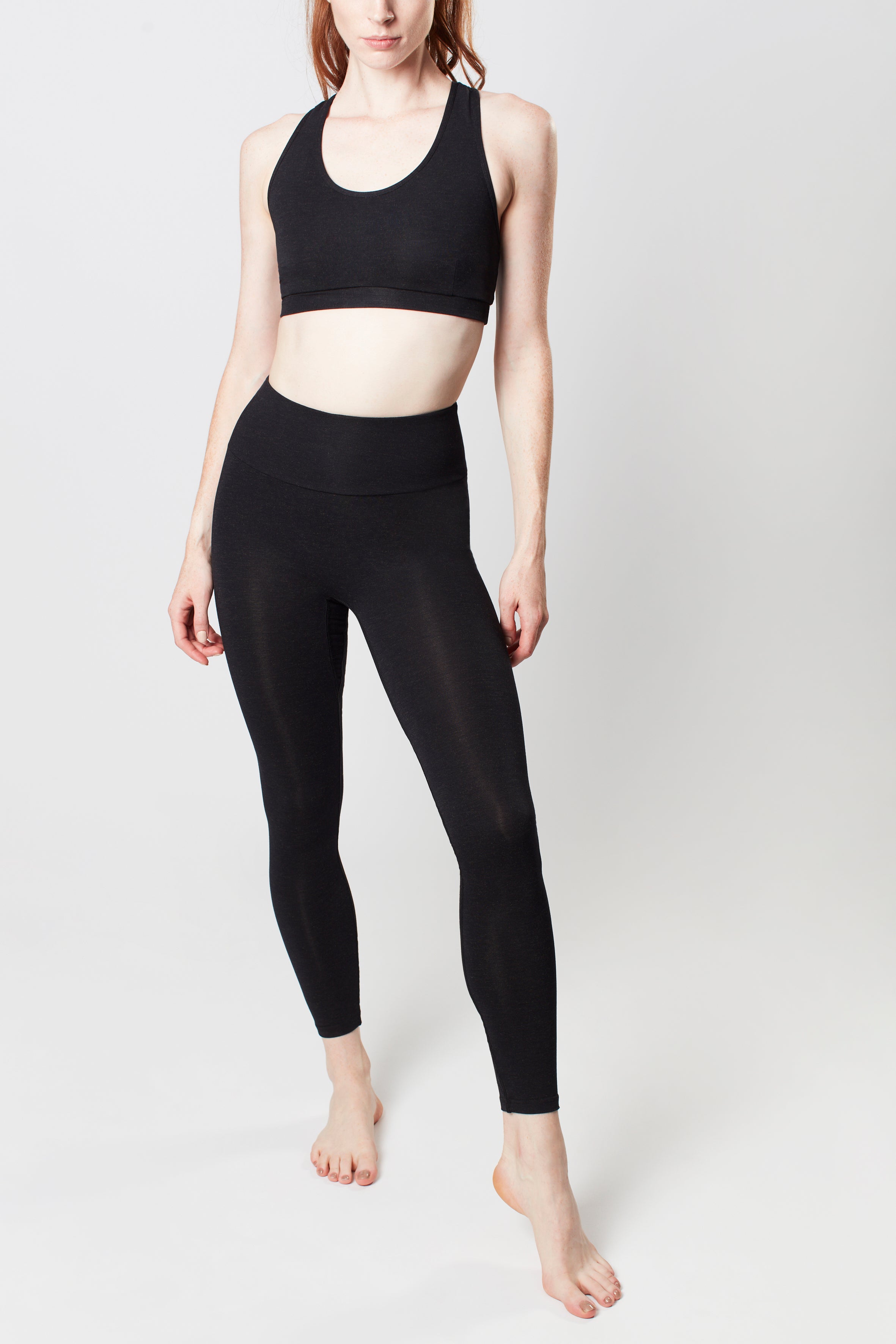 High Waisted Leggings - Marl Black