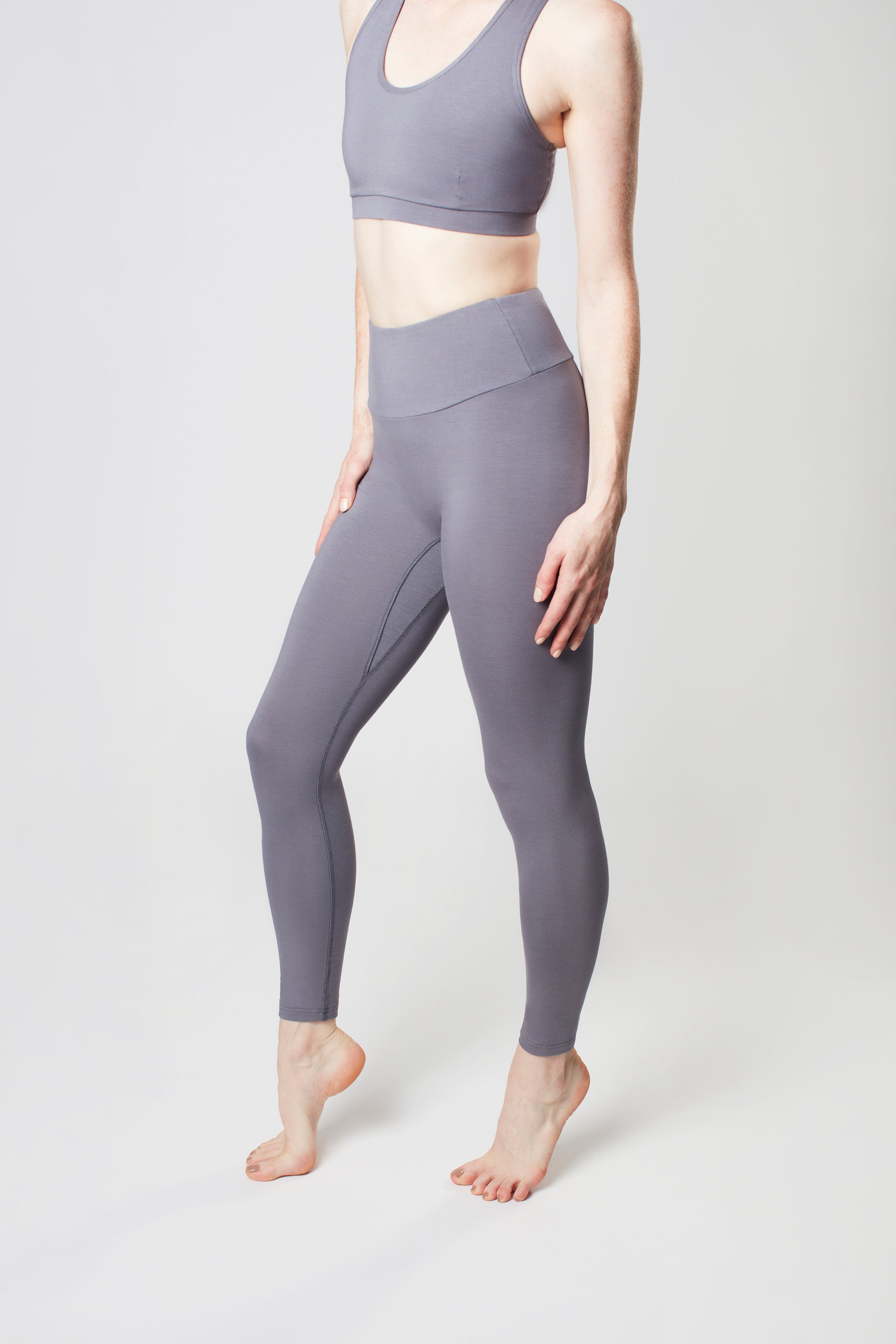 High Waisted Leggings - Pearl Grey