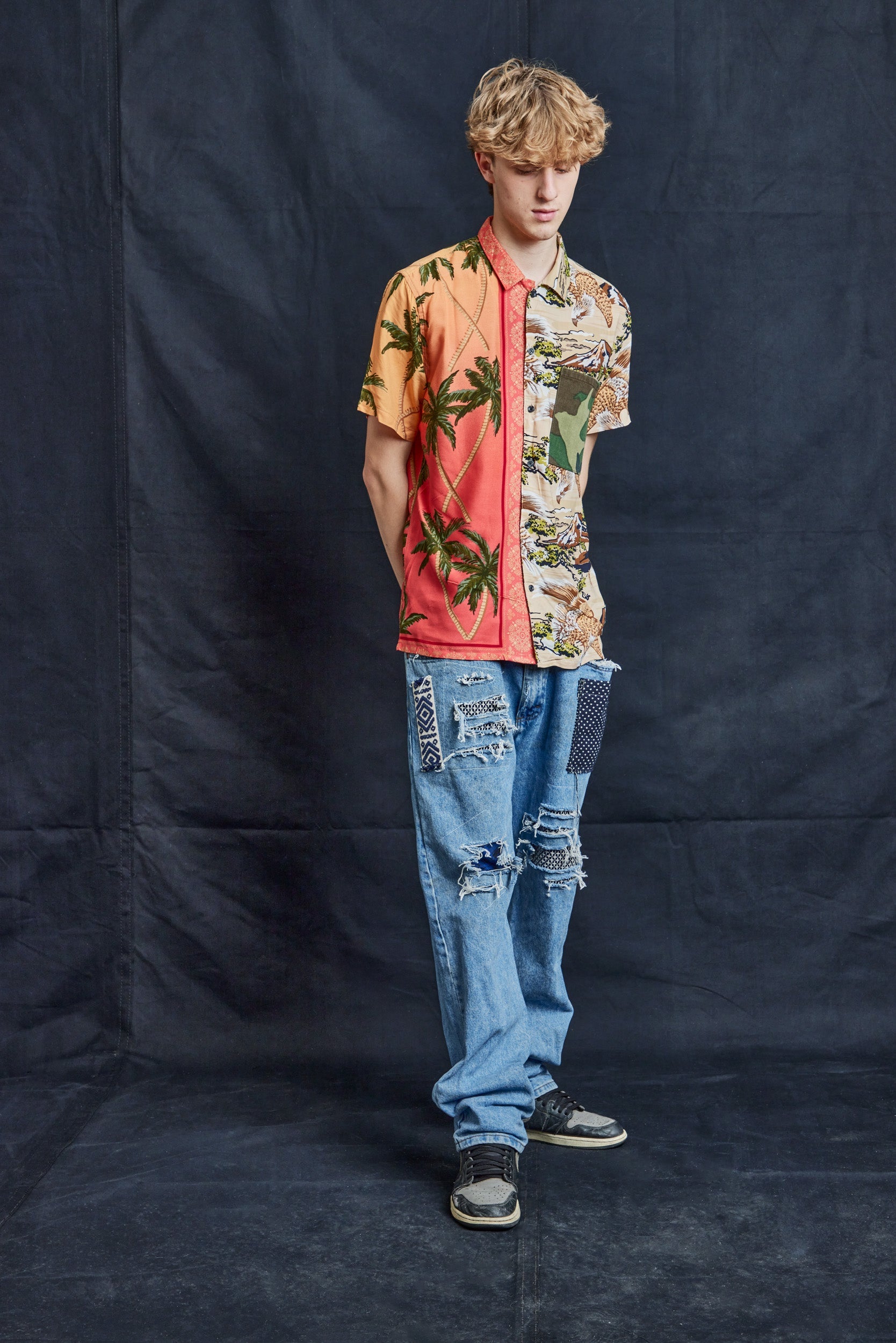 50/50 Hawaiian Shirt - Camo Palms
