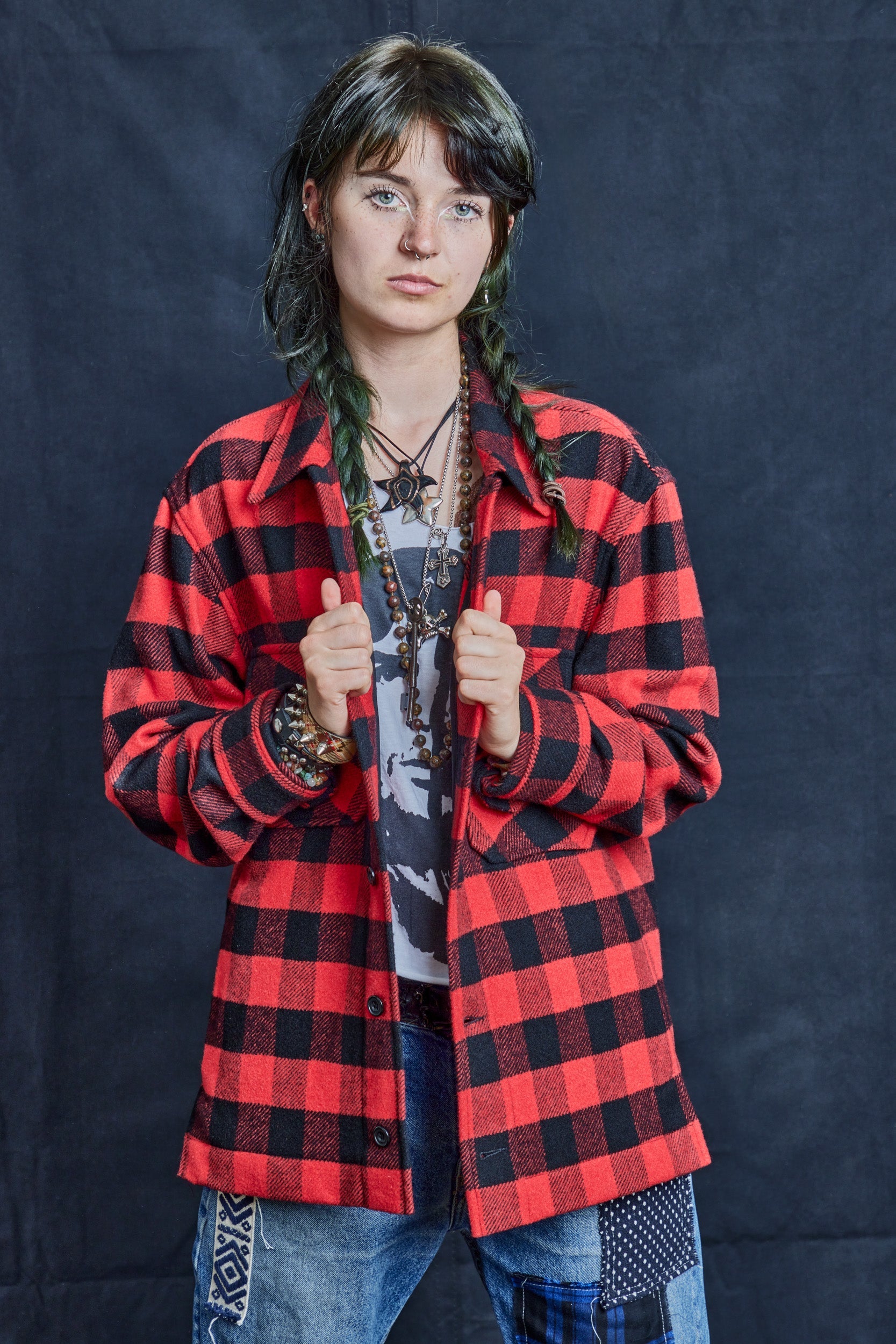 Wool Workshirt in Black and Red Check