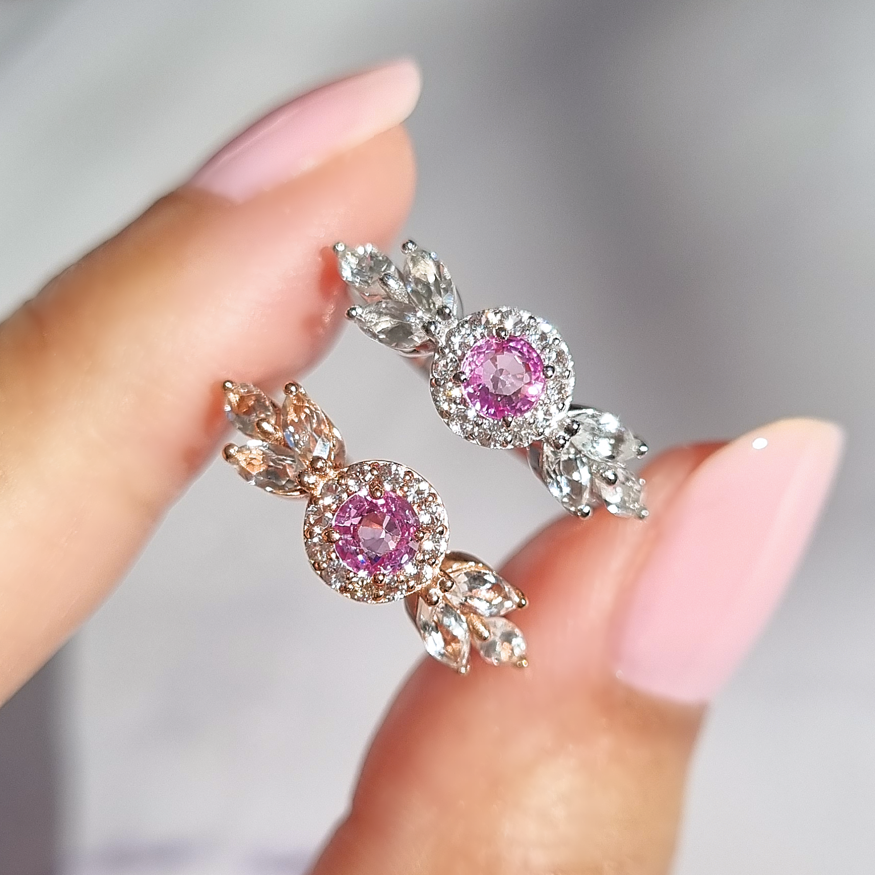 Aurelia Pink Sapphire Ring in Sterling Silver