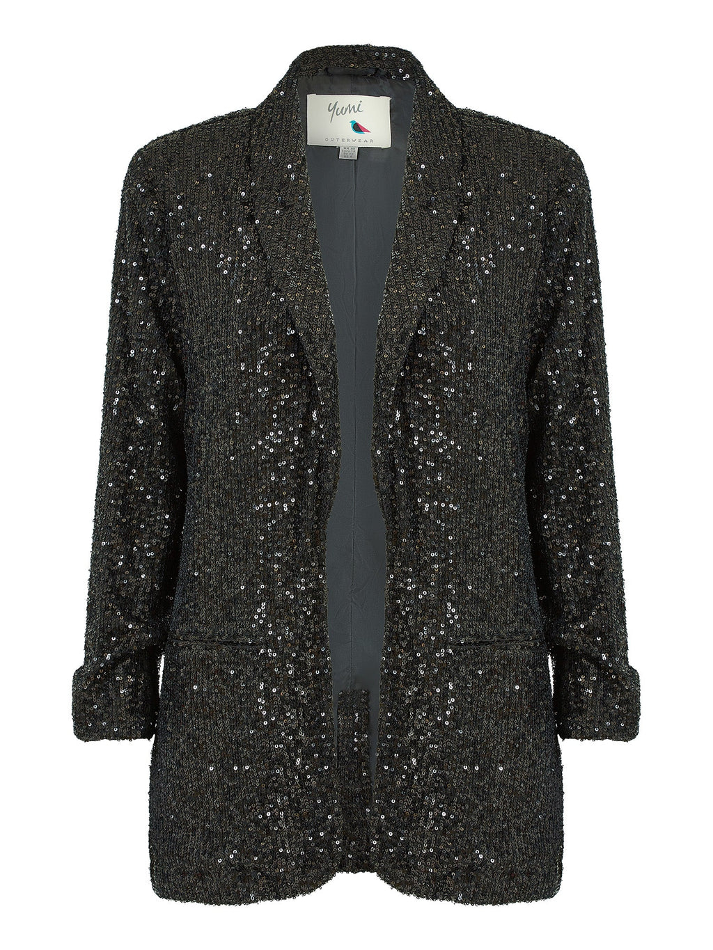 Yumi Black Sequin Blazer With Pockets
