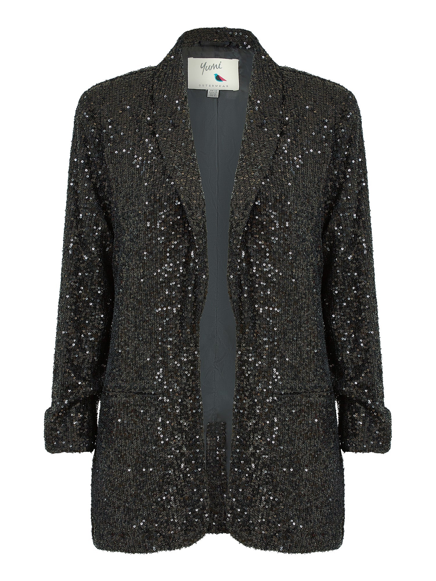 Yumi Black Sequin Blazer With Pockets