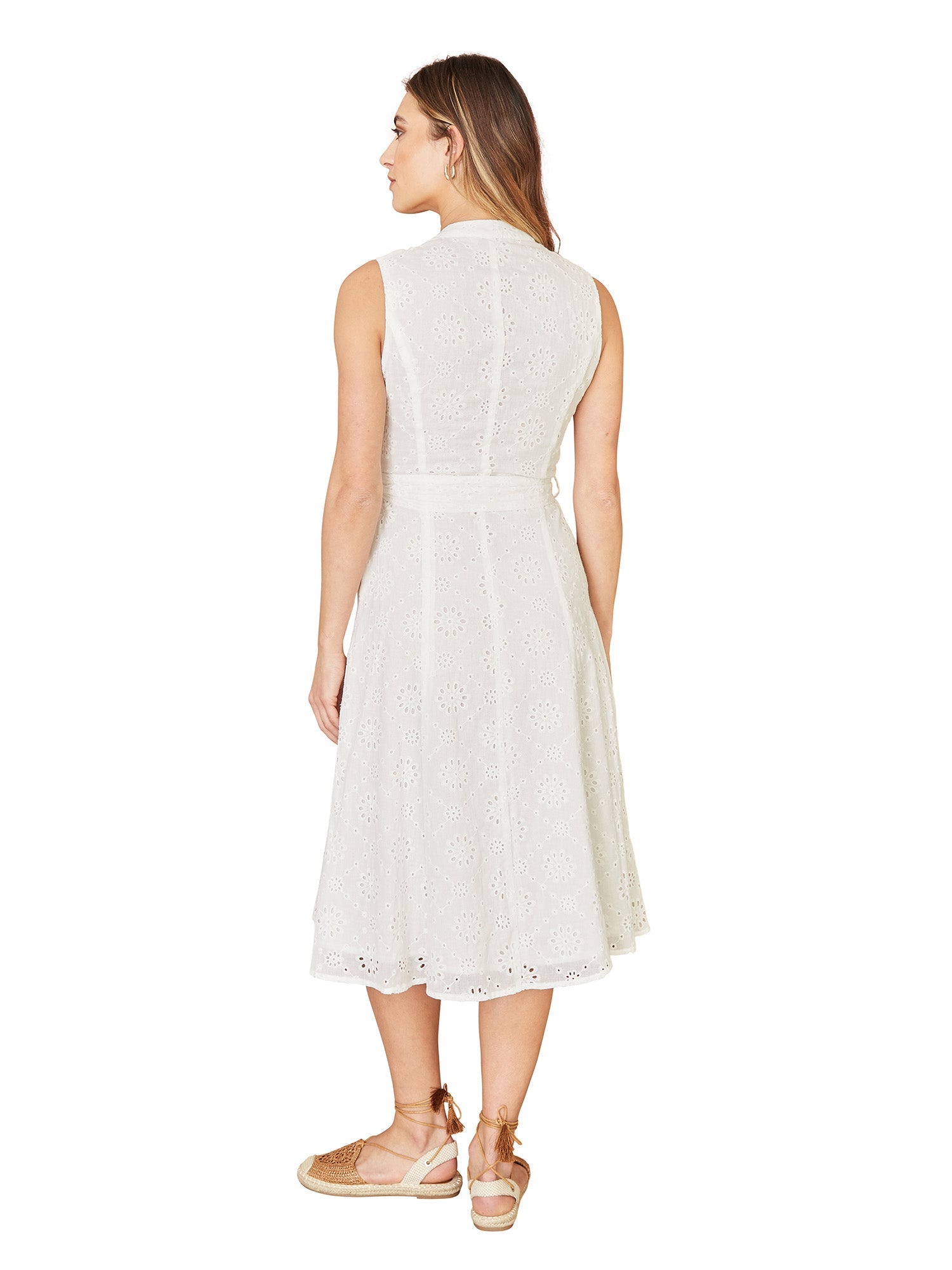 Yumi White Flower Broderie Anglaise Cotton Shirt Dress