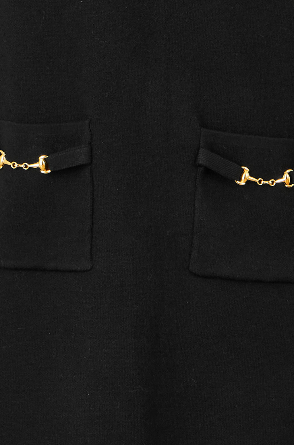 Yumi Black Knitted Tunic Dress With Gold Hardware Details