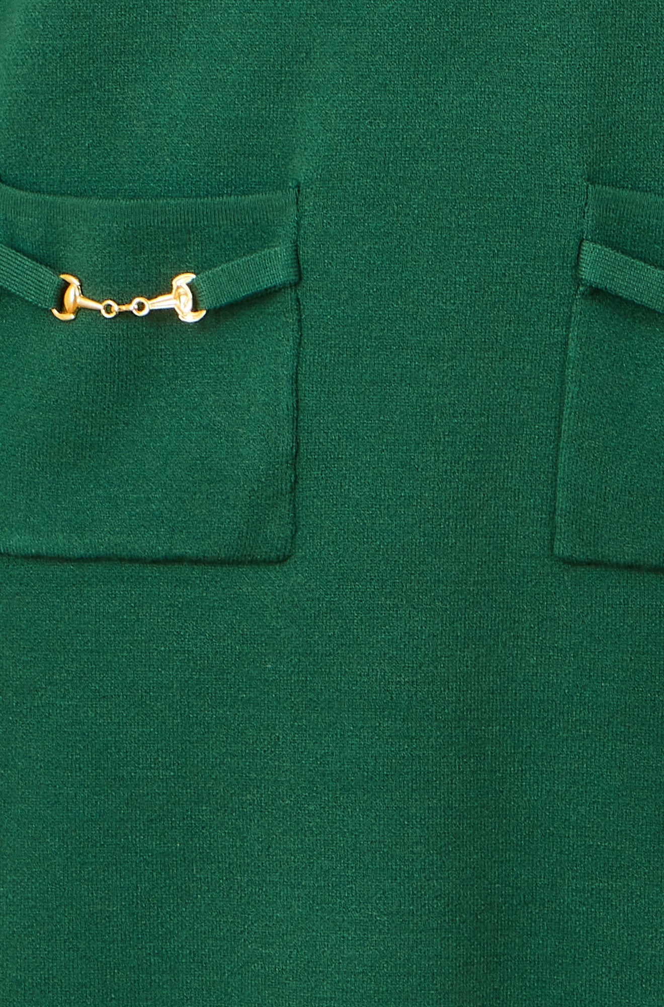 Yumi Green Knitted Tunic Dress With Gold Hardware Details
